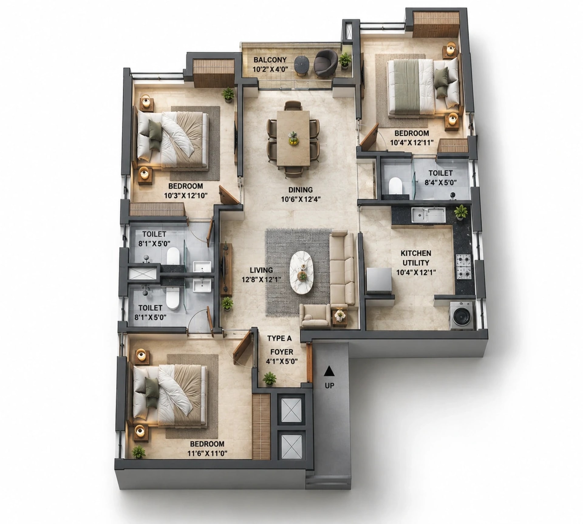 3 BHK Apartment Floor Plan – Aerllp Panorama