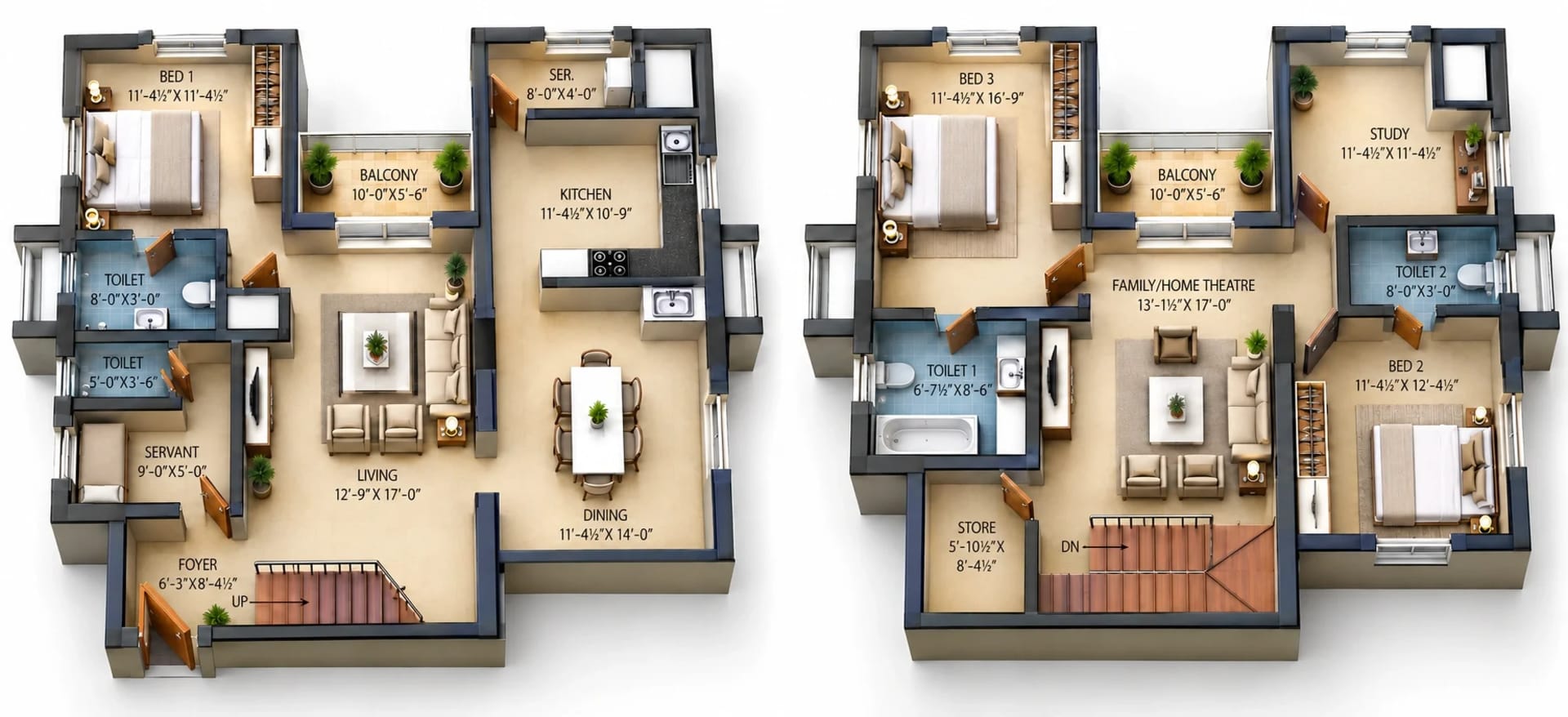 3.5 BHK Duplex Apartment Floor Plan – Esthell Golden Square