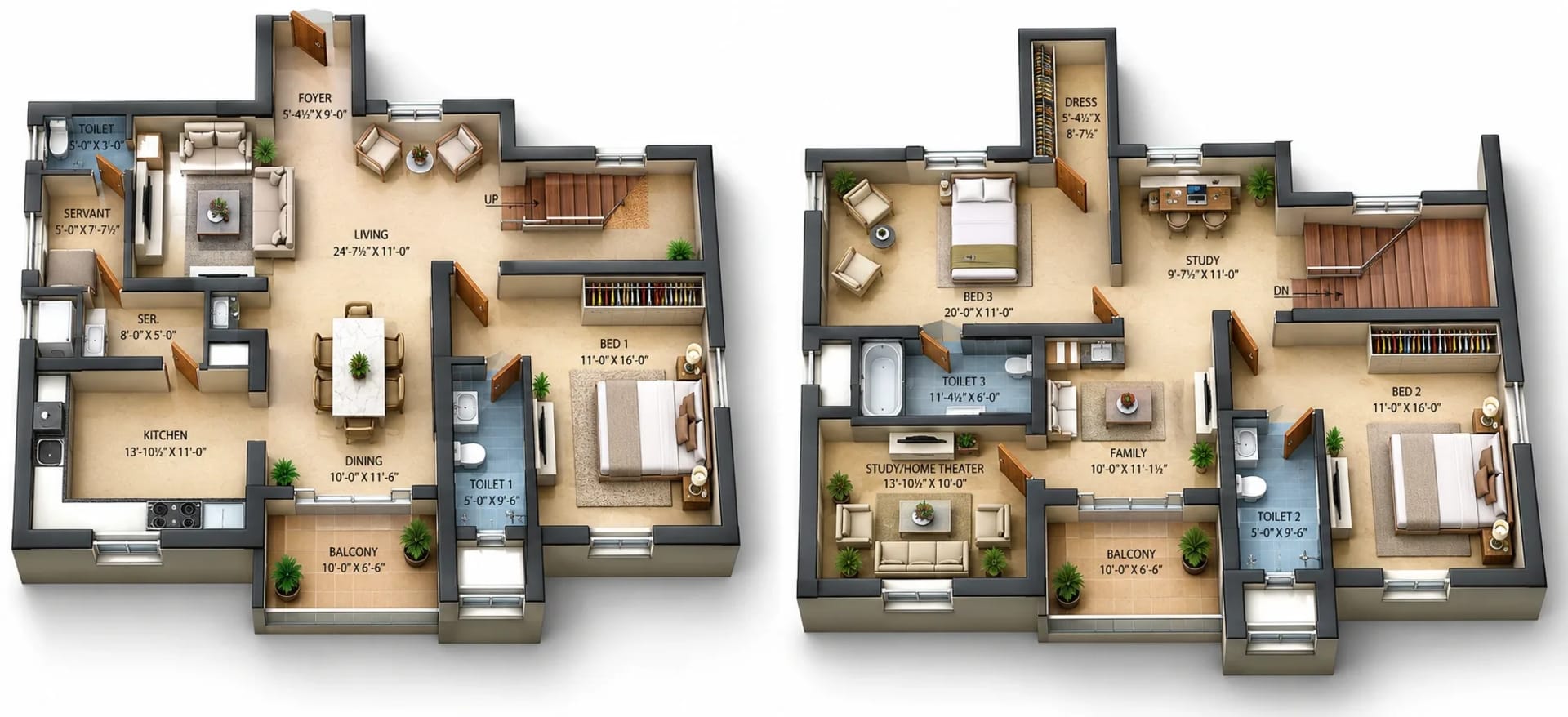 3.5 BHK Duplex Apartment Floor Plan – Esthell Golden Square