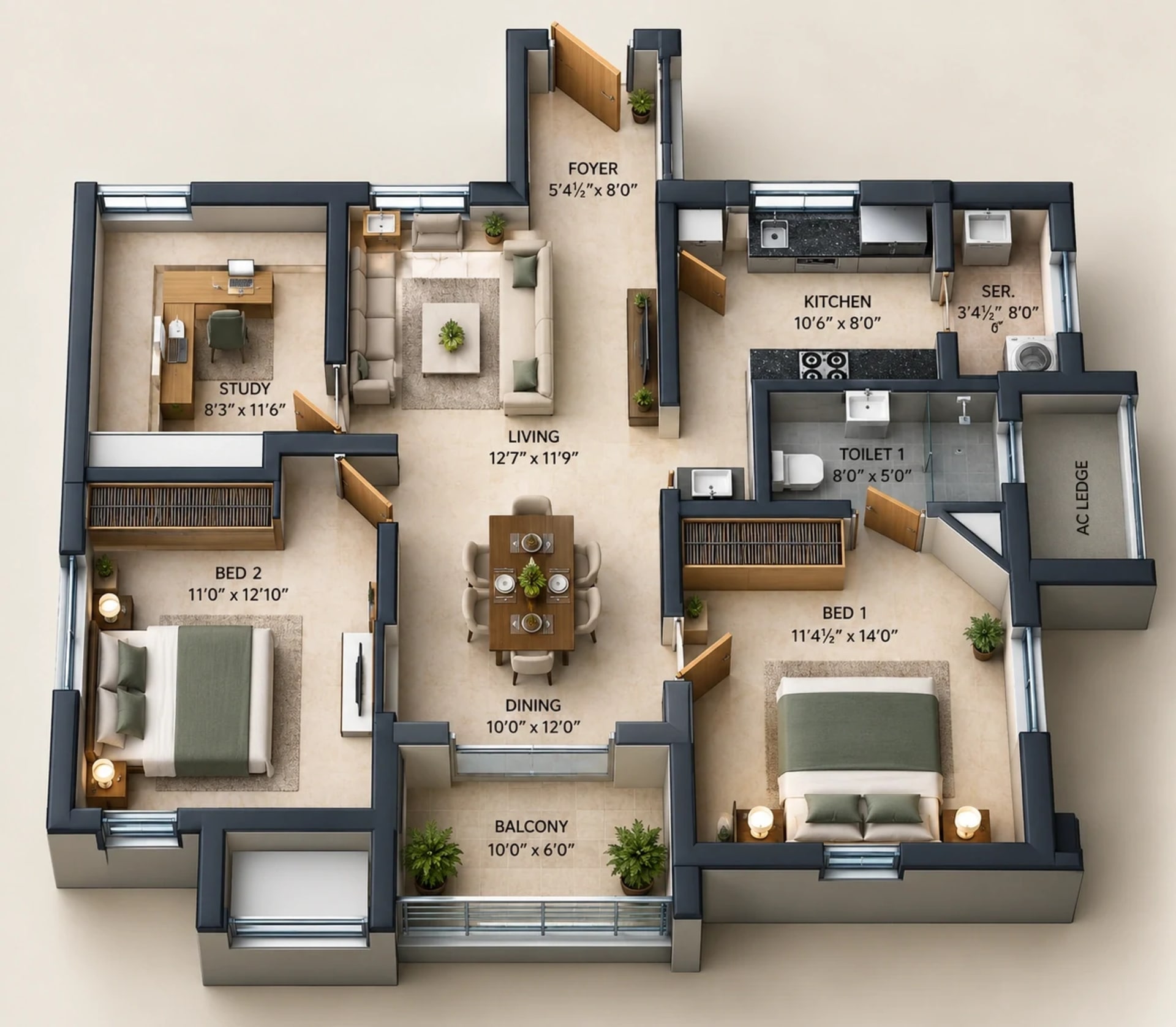 2.5 BHK Apartment Floor Plan – Esthell Golden Square