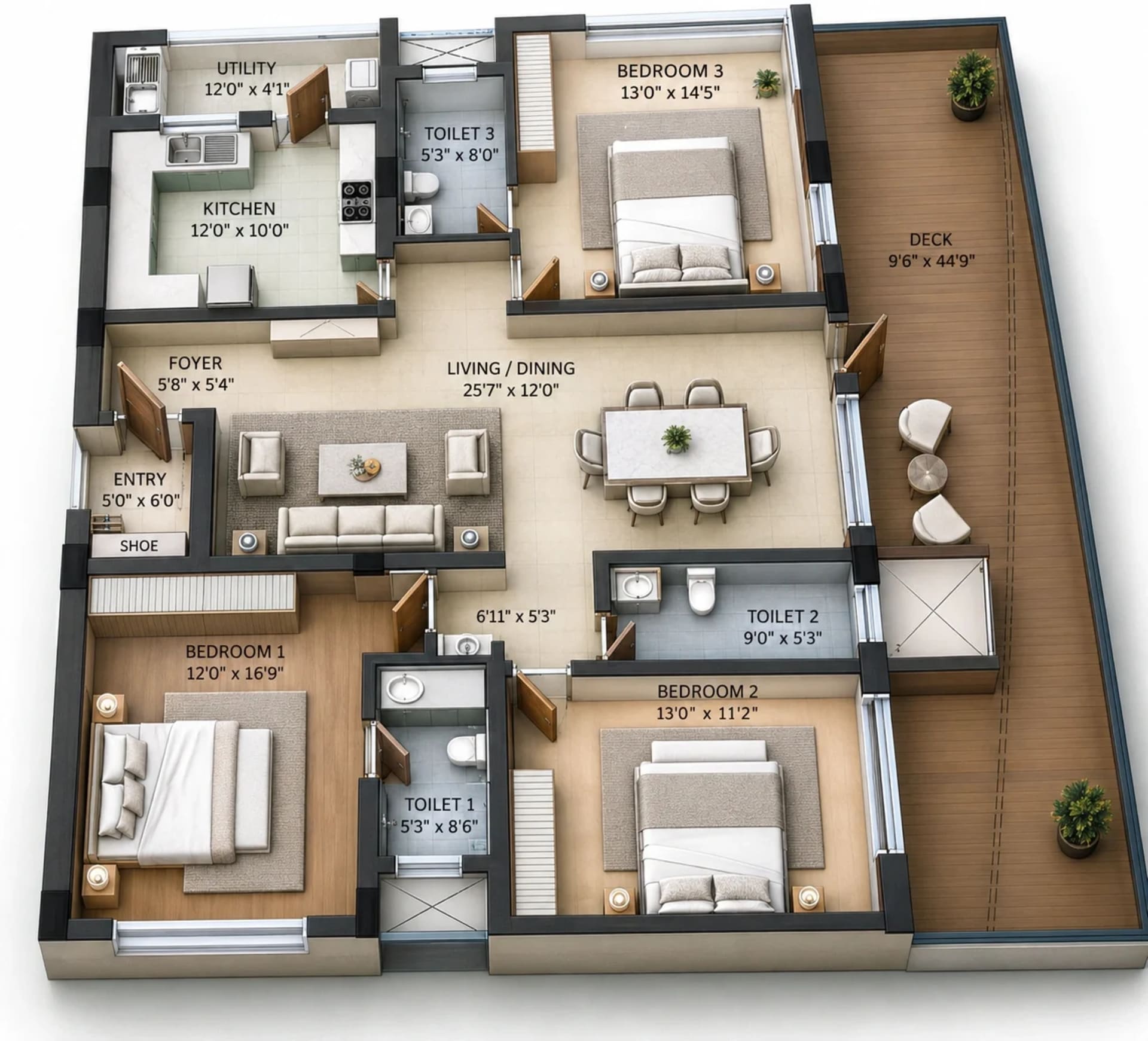 3 BHK Apartment Floor Plan – SS Amaira