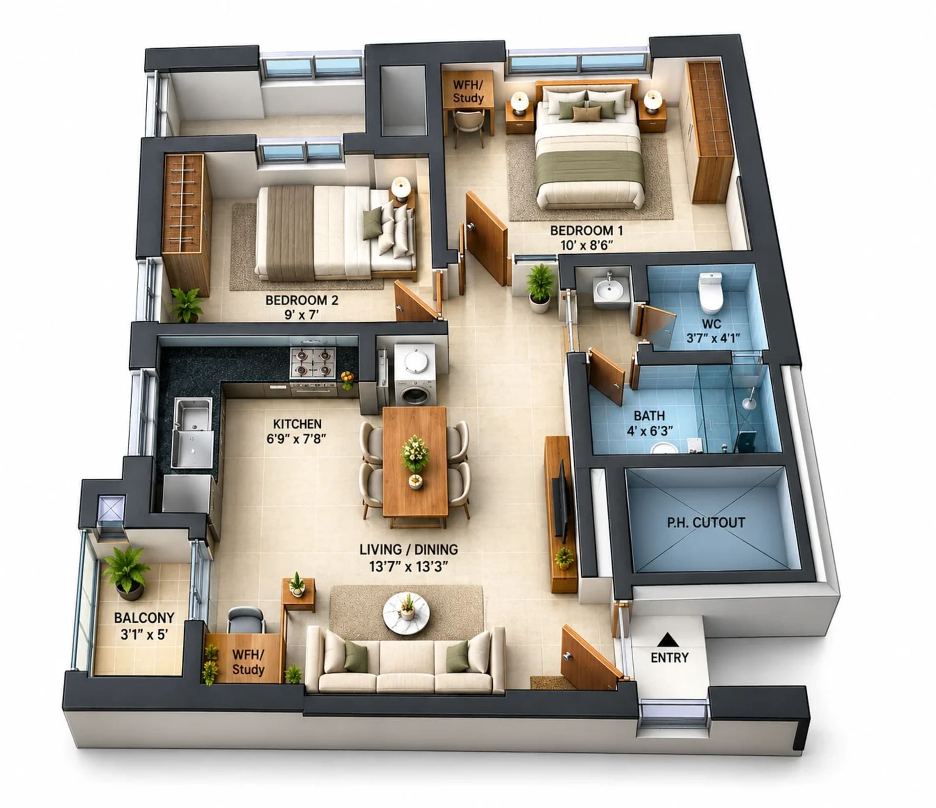 1 BHK Apartment Floor Plan – Adroit Prosper