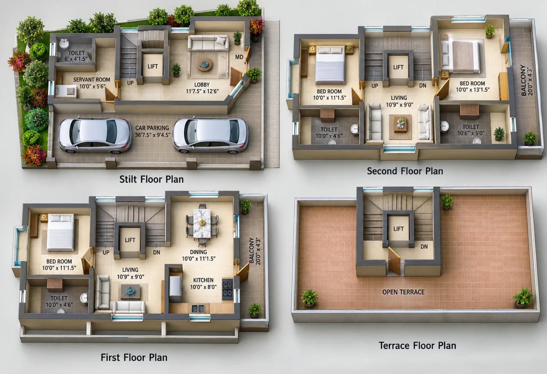 3 BHK Apartment Floor Plan – Anmol Garden