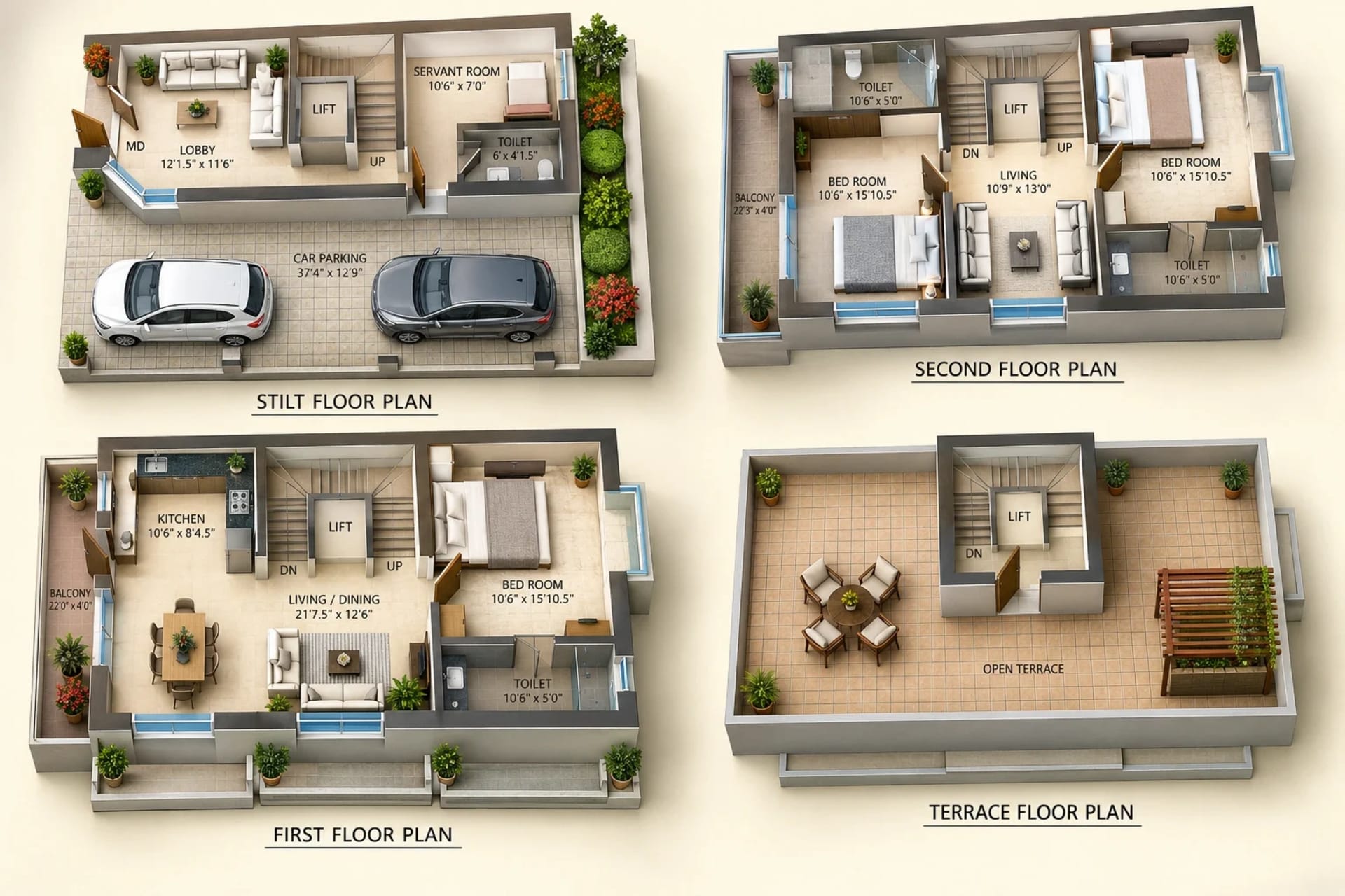 3 BHK Apartment Floor Plan – Anmol Garden