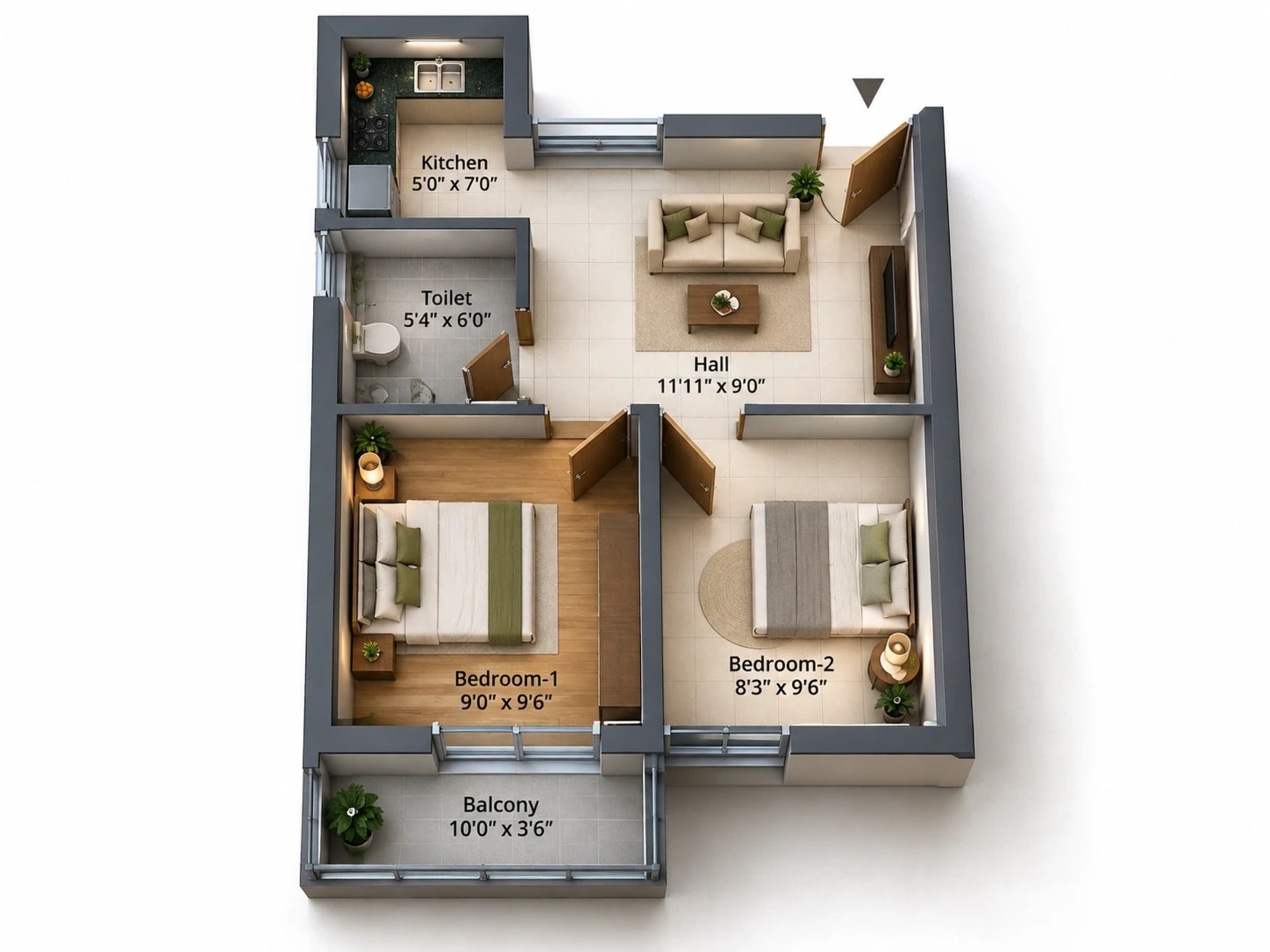 2 BHK Apartment Floor Plan – VRX Uprise