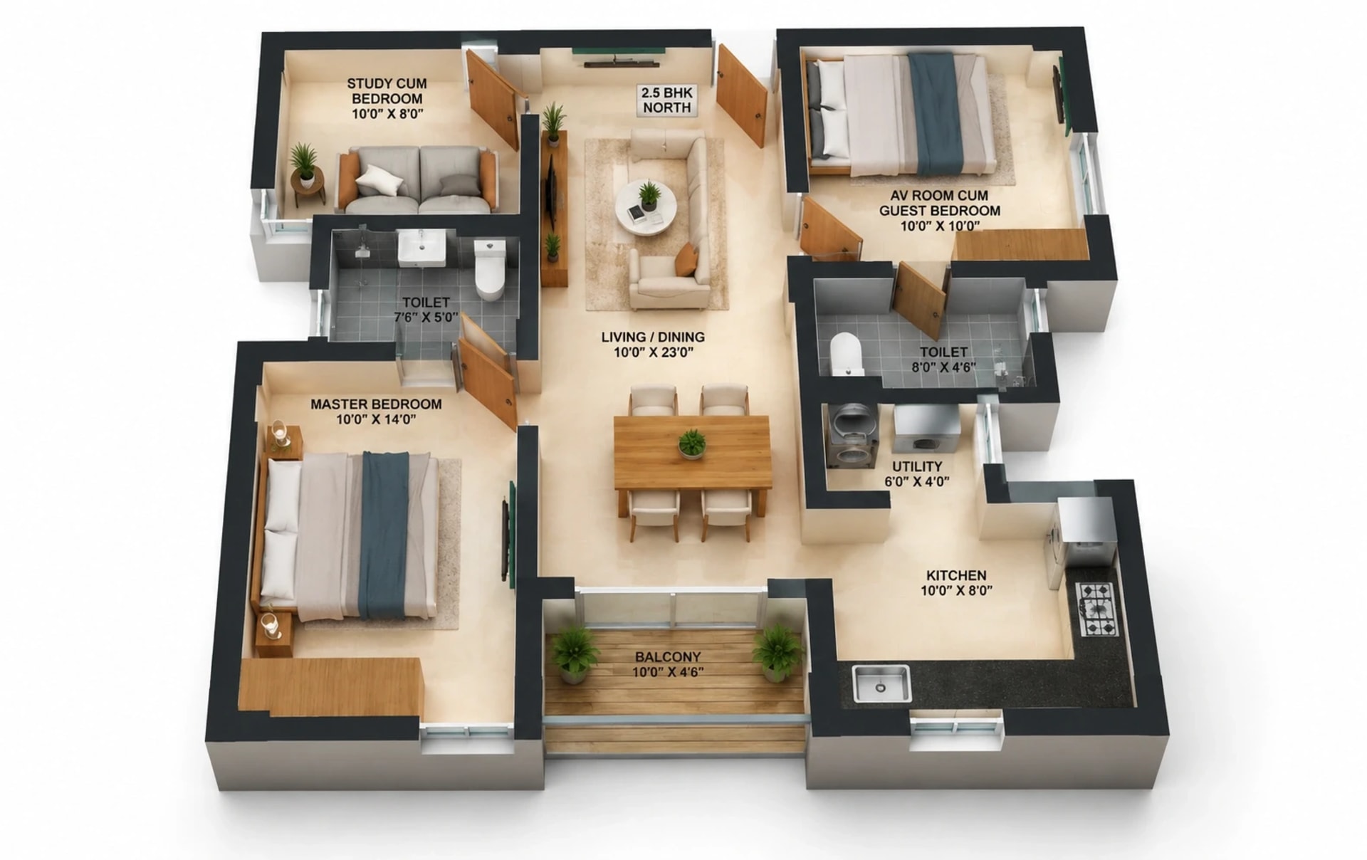 2.5 BHK Apartment Floor Plan – MUH 49 Phase 2