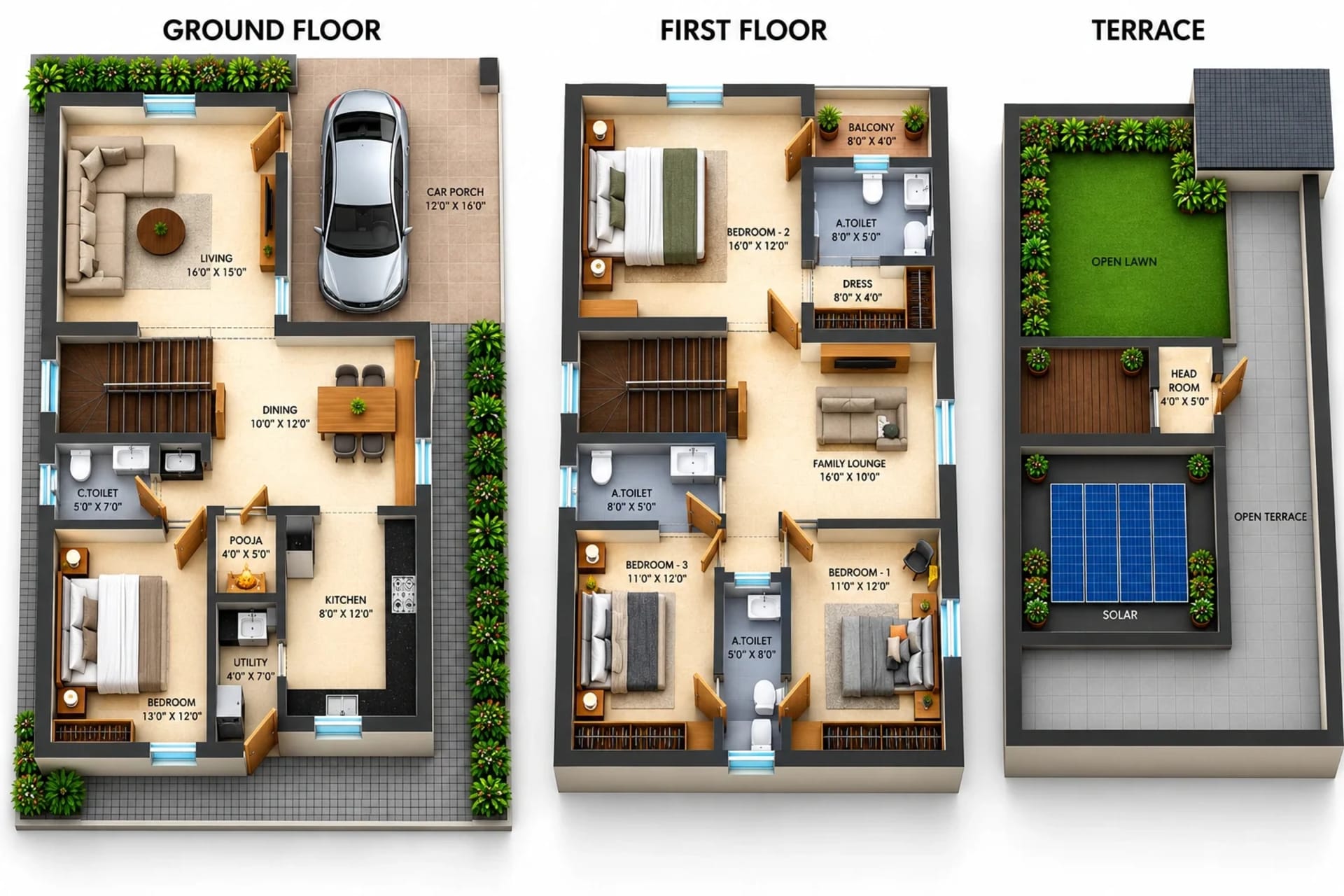 4 BHK Apartment Floor Plan – Unitd Plus Willa 25