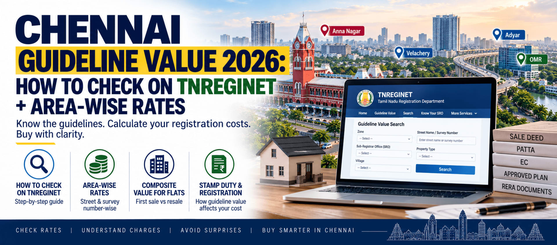 Chennai Guideline Value 2026: How to Check on TNREGINET + Area-Wise Rates