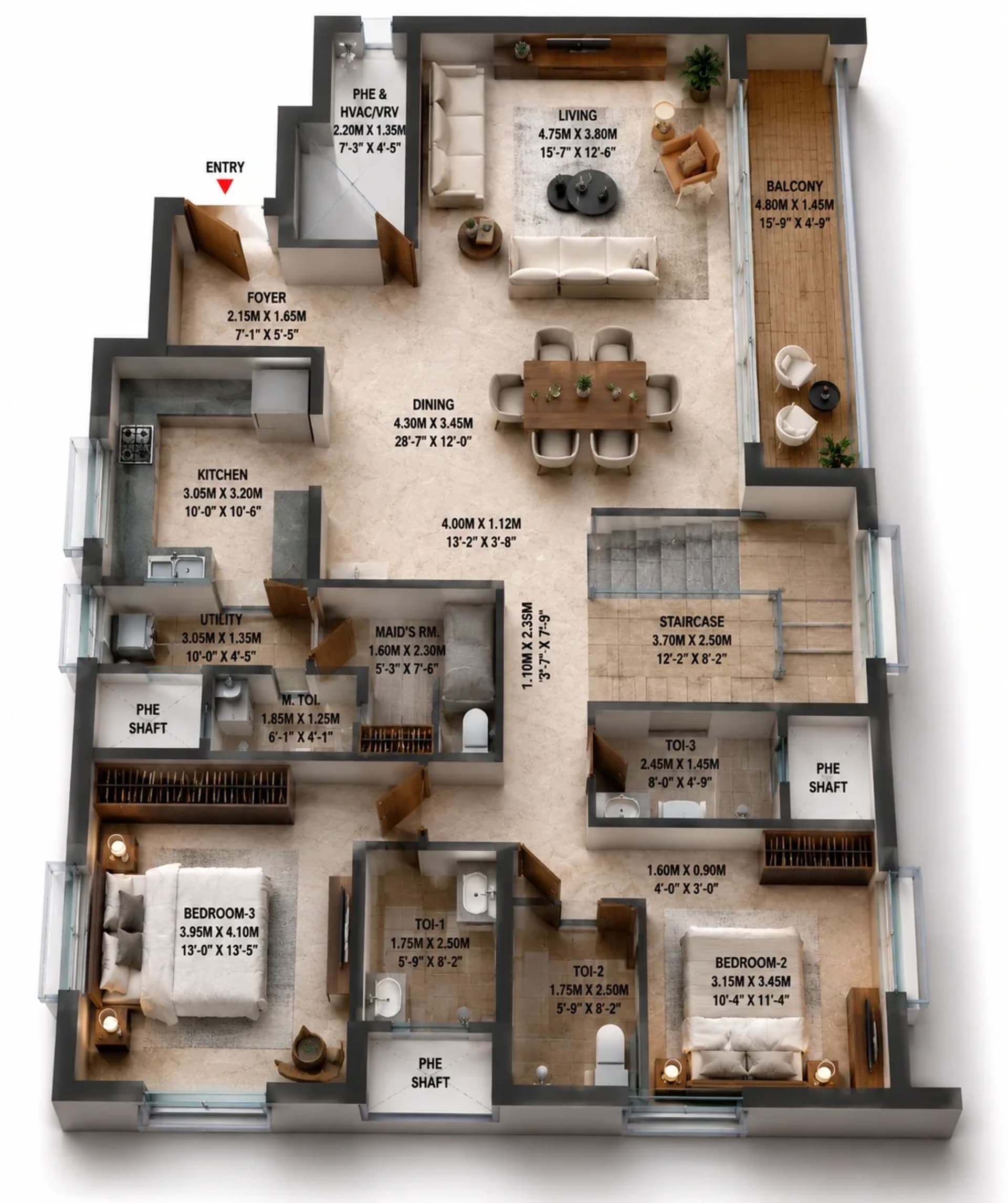 4 BHK Duplex Floor Plan – Brigade Altius