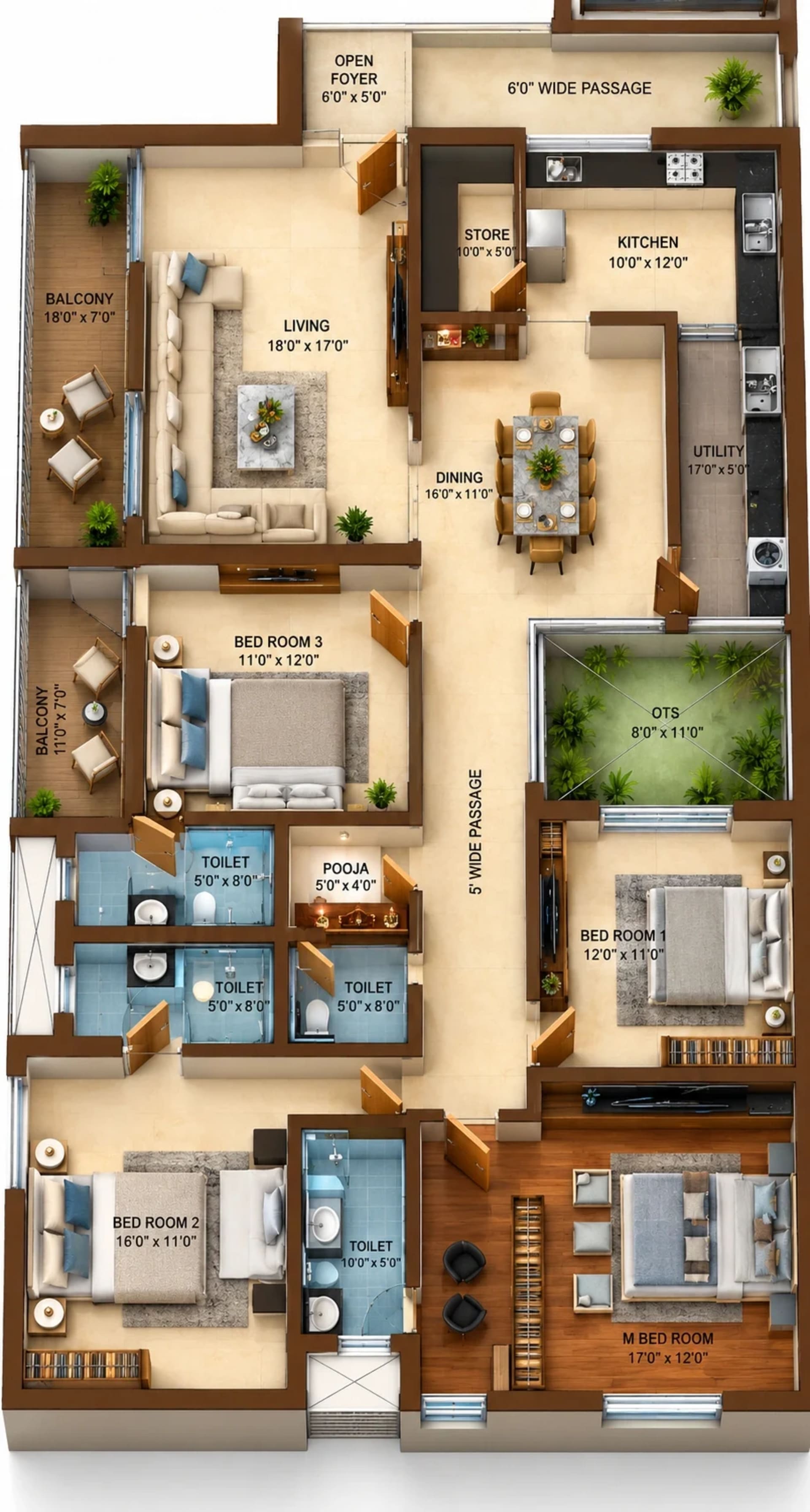 4 BHK Apartment Floor Plan – Globus Arima Legend