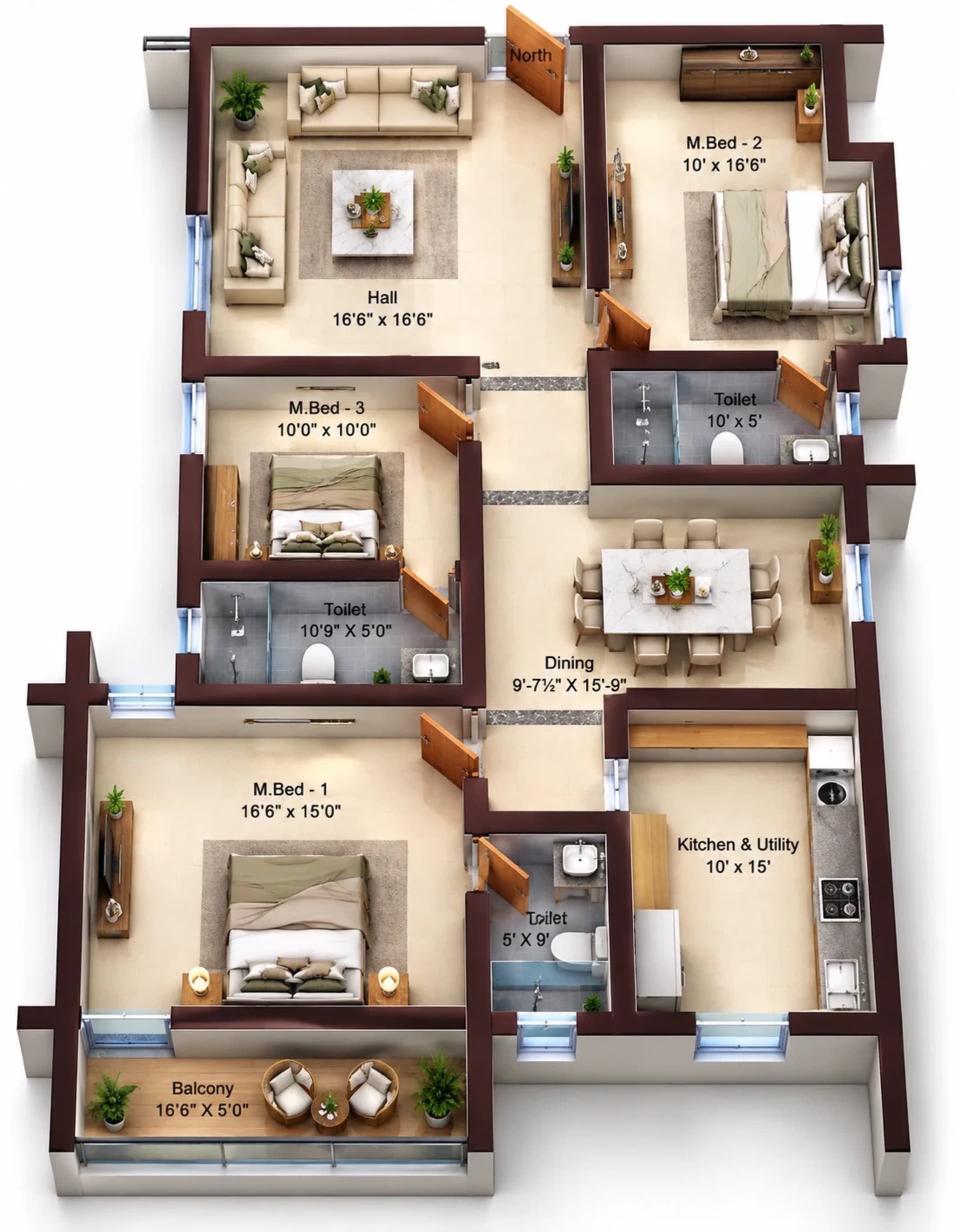 3 BHK Apartment Floor Plan – Sree Dakshas Nefeli