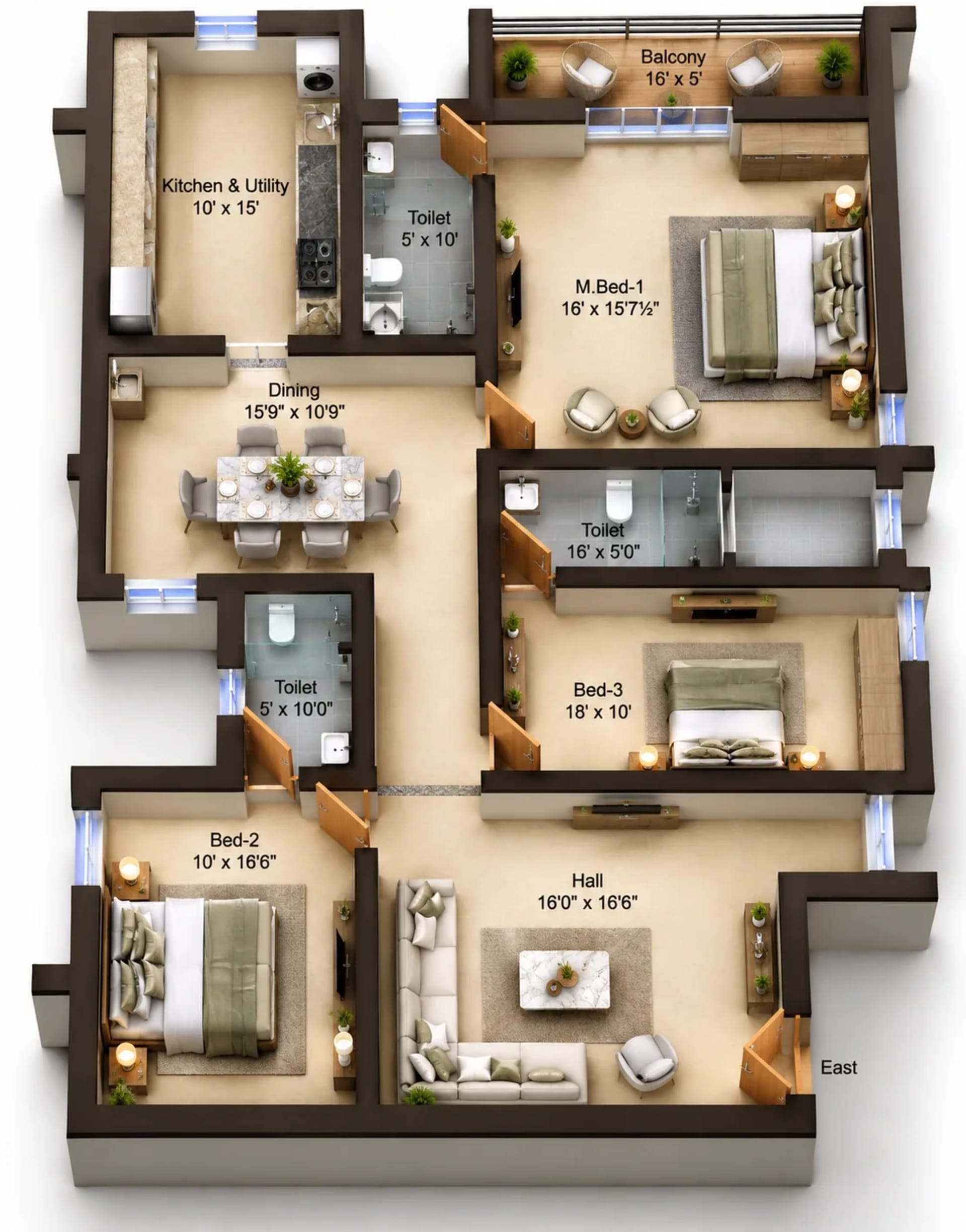 3 BHK Apartment Floor Plan – Sree Dakshas Nefeli