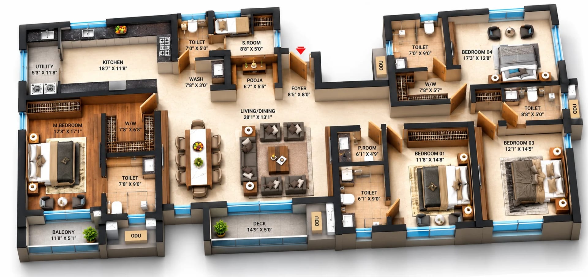 4 BHK Apartment Floor Plan – Infinium Altitude