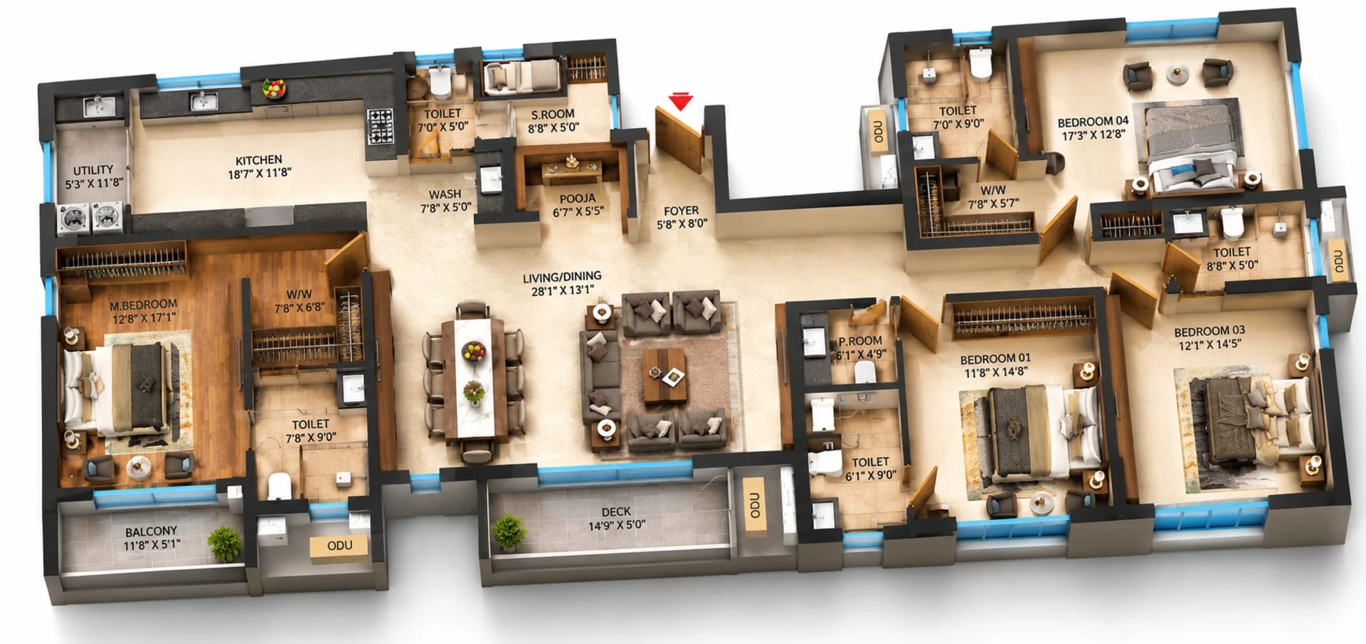 4 BHK Apartment Floor Plan – Infinium Altitude