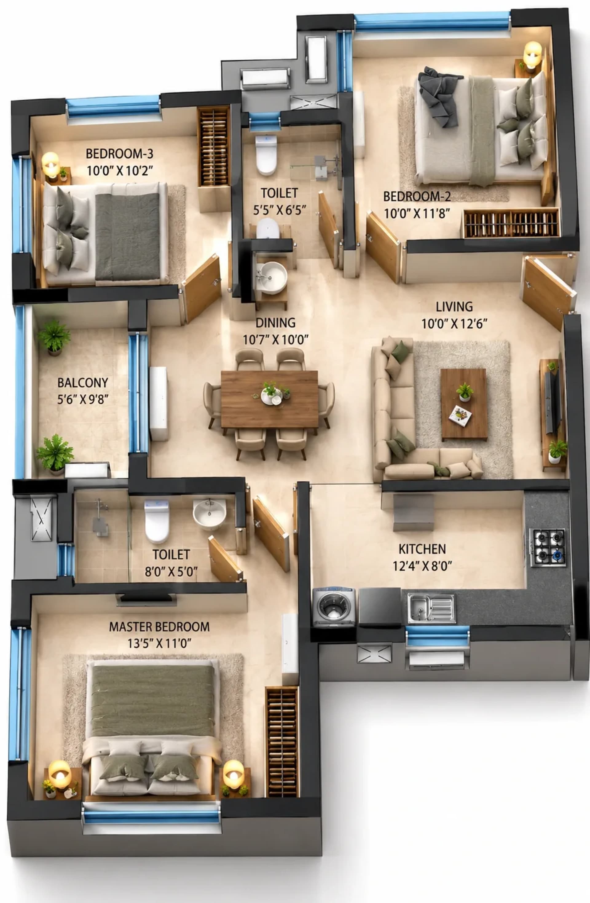 3 BHK Homes Floor Plan – DRA Richburg