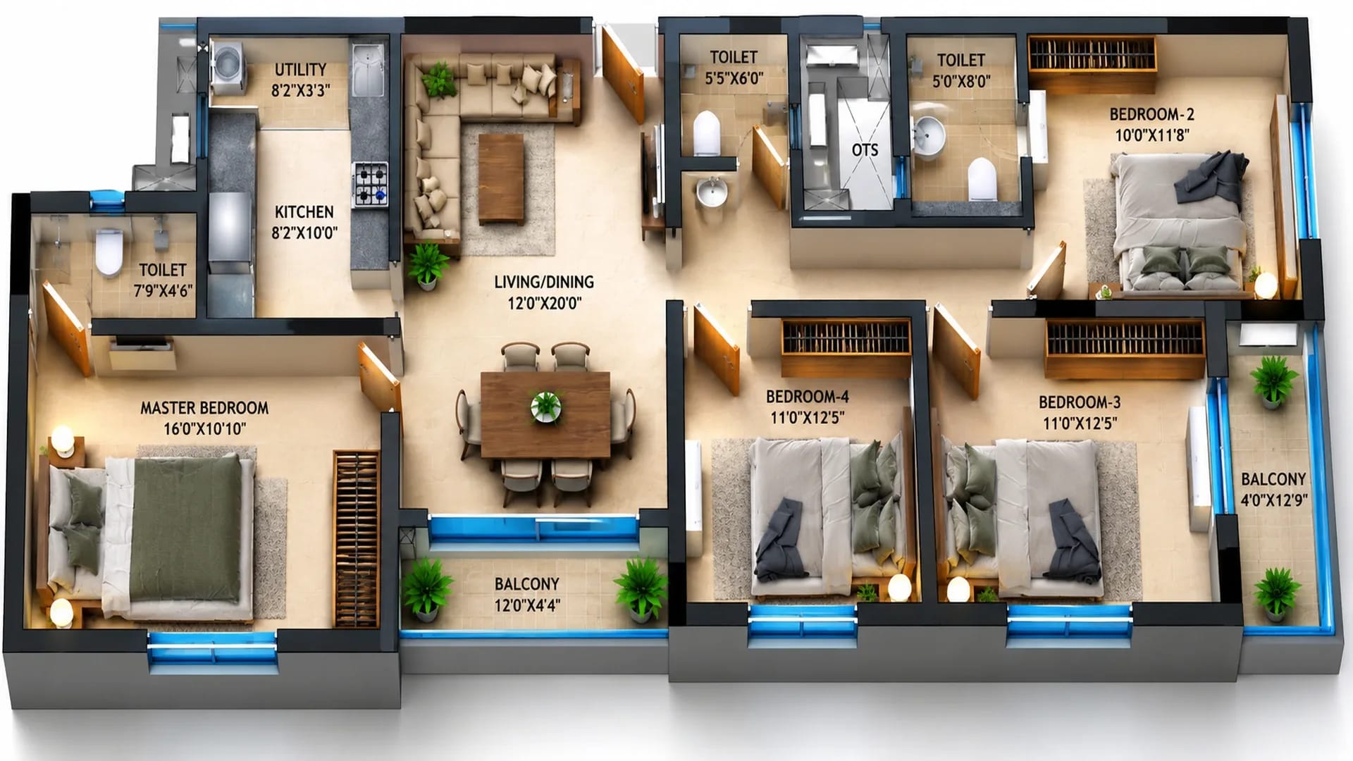 4 BHK Homes Floor Plan – DRA Richburg 