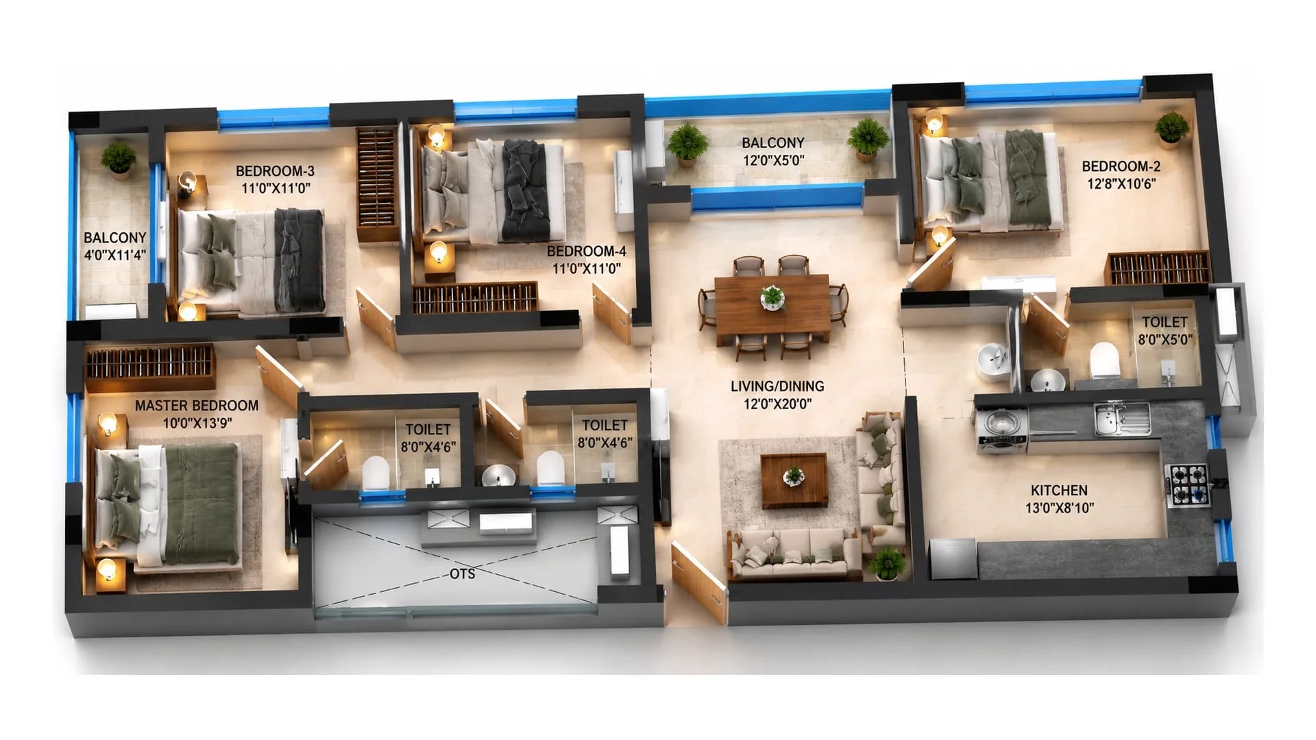 4 BHK Homes Floor Plan – DRA Richburg