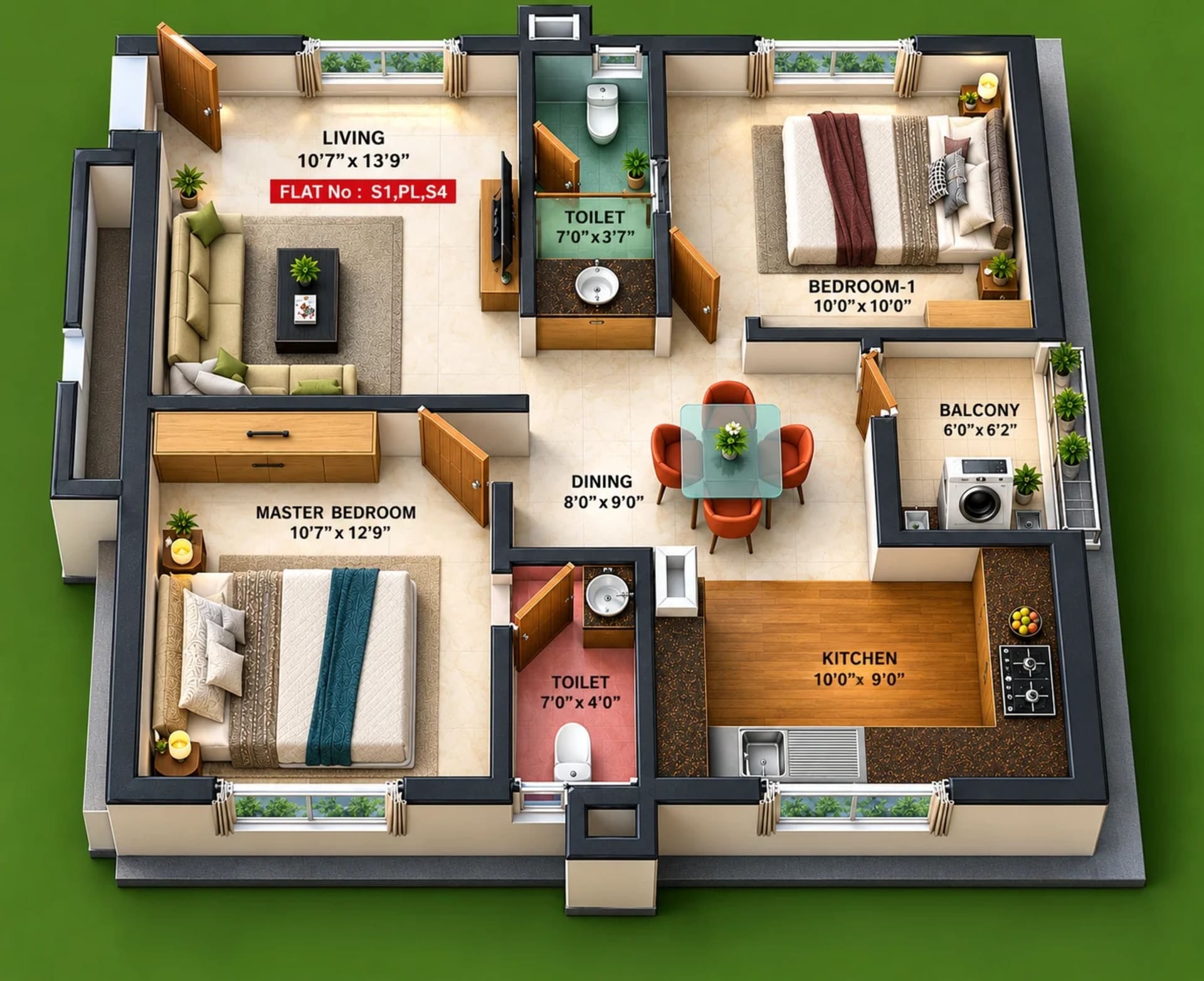 2 BHK Apartment Floor Plan – JCS Swathy Viswas Paradise