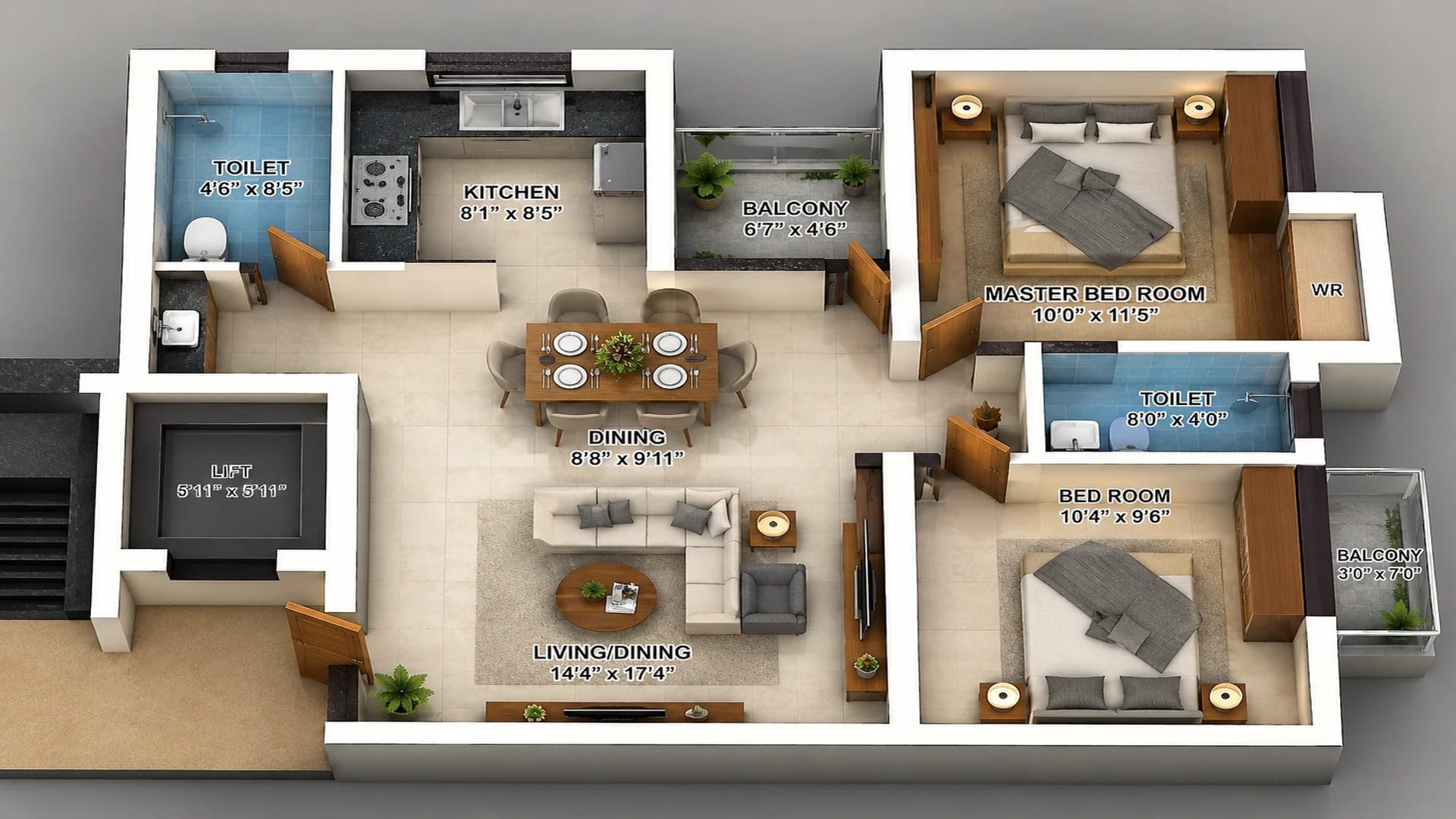 2 BHK Apartment Floor Plan – ICIPL Valencia