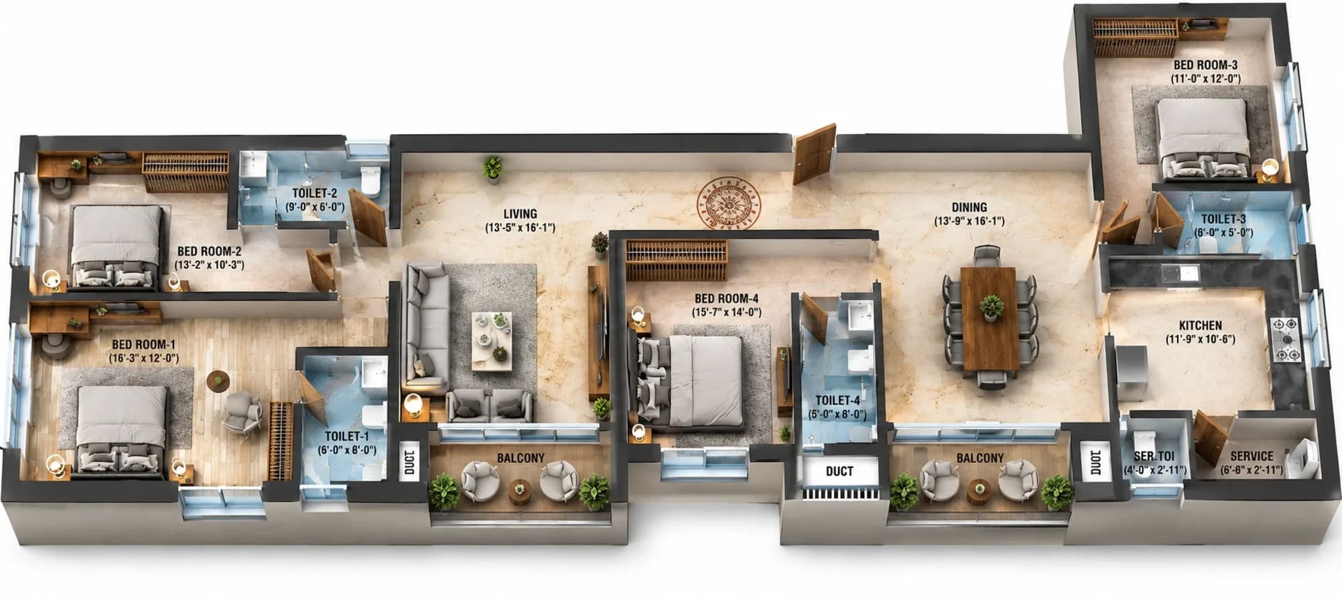 4 BHK Apartment Floor Plan – ARC Alcazar