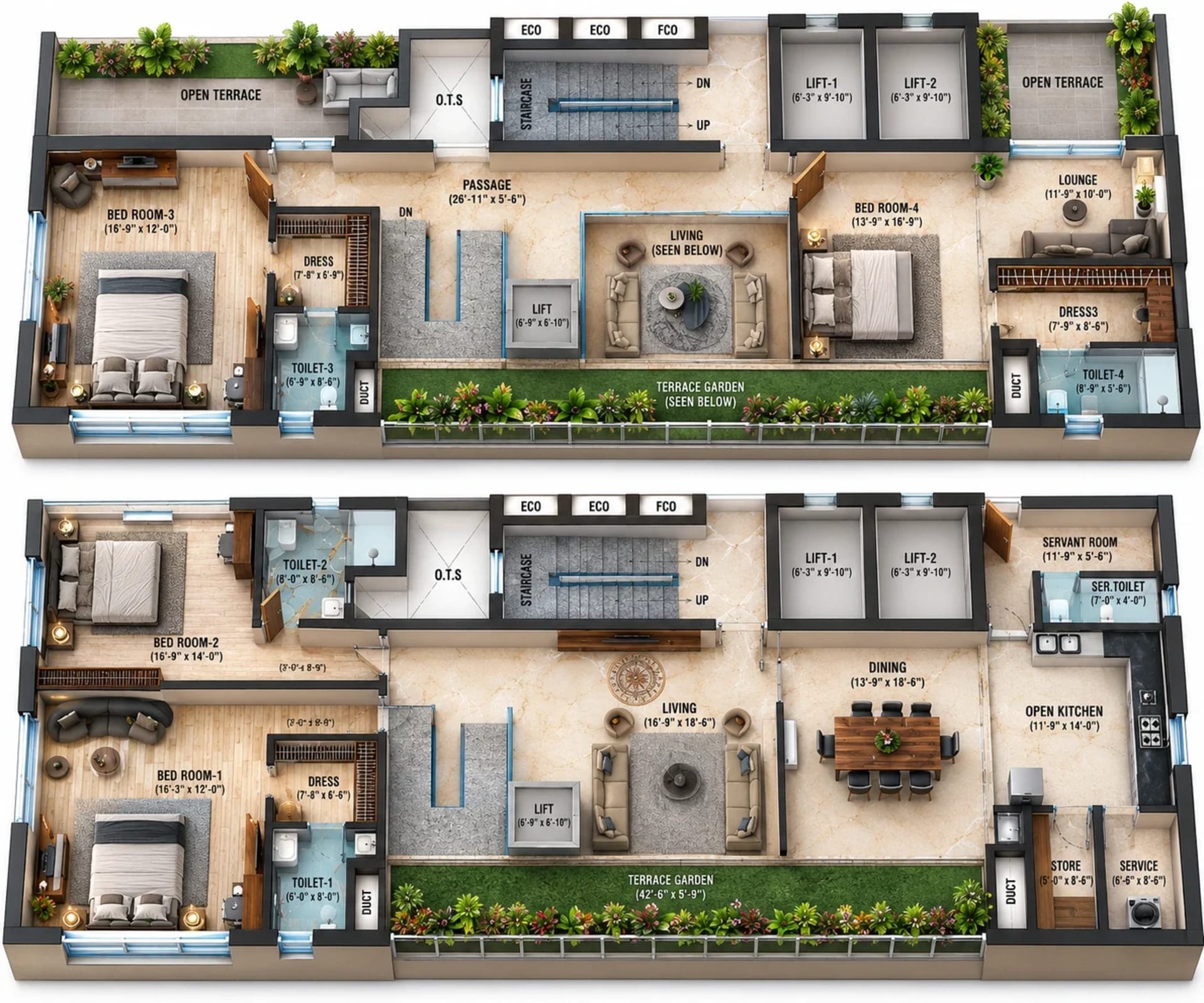 4 BHK Apartment Floor Plan – ARC Alcazar