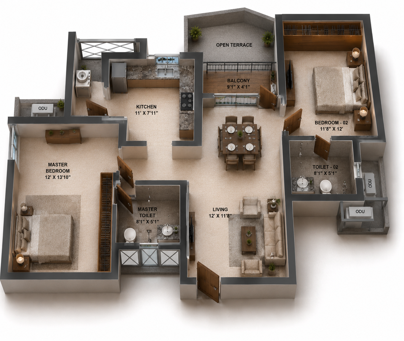 2 BHK Apartment Floor Plan – Sidharth Bliss