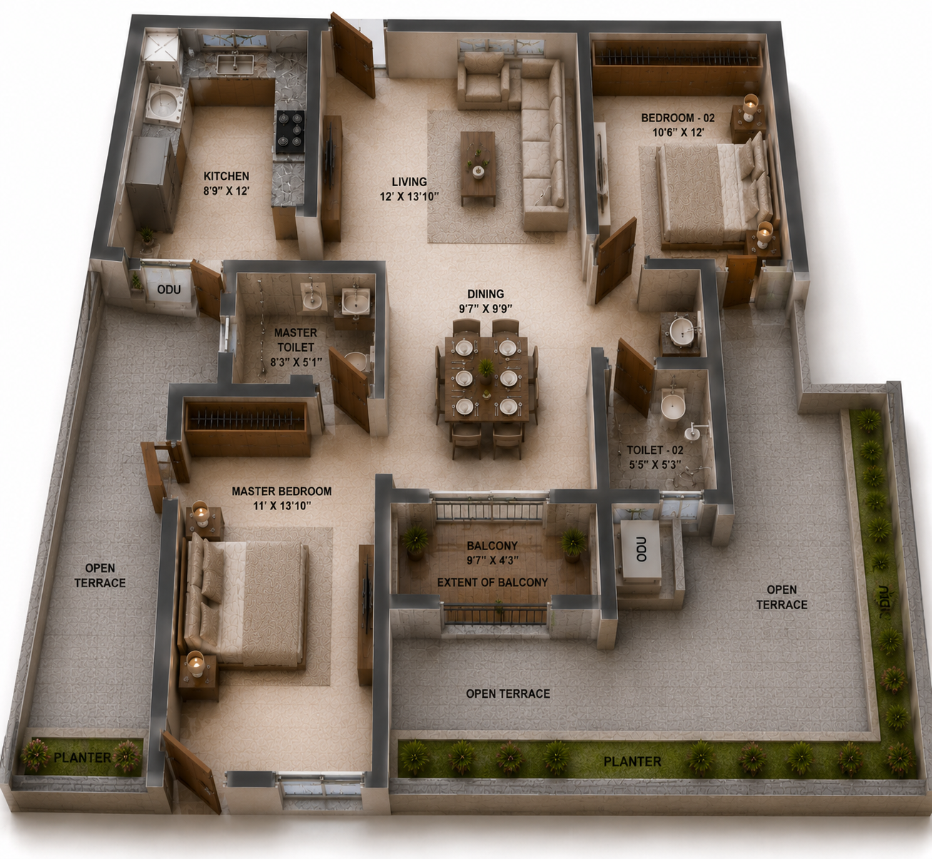 2 BHK Apartment Floor Plan – Sidharth Bliss
