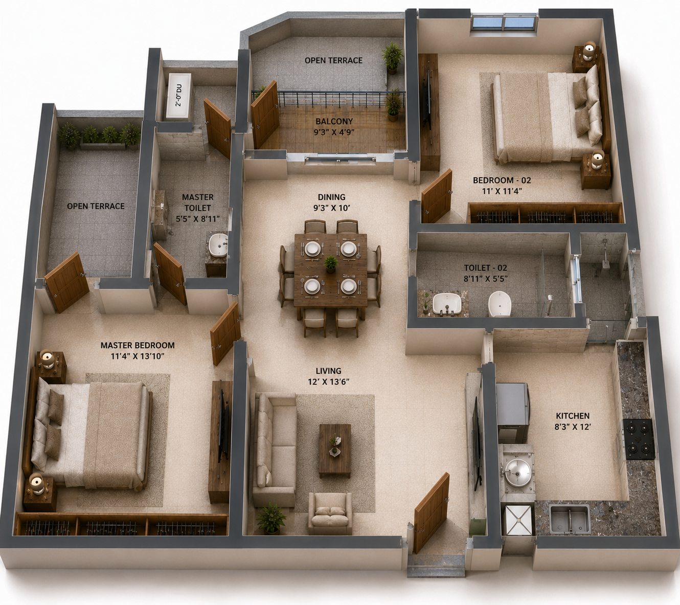 2 BHK Apartment Floor Plan – Sidharth Bliss