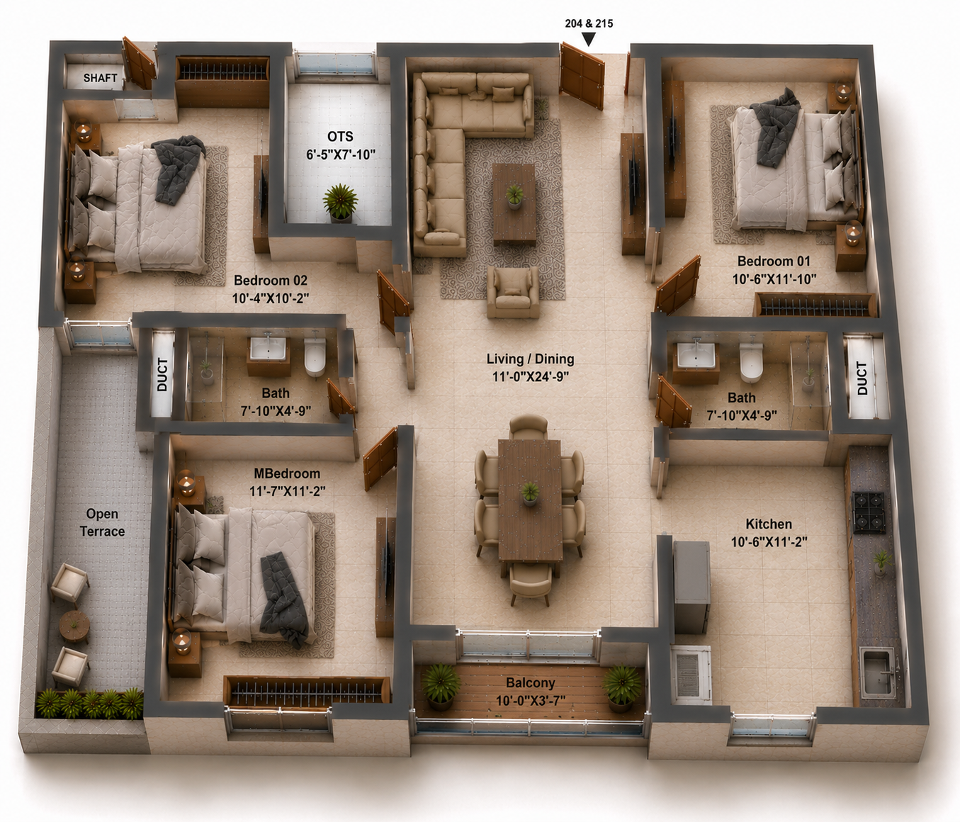 2.5 BHK Apartment Floor Plan – Silversky The One