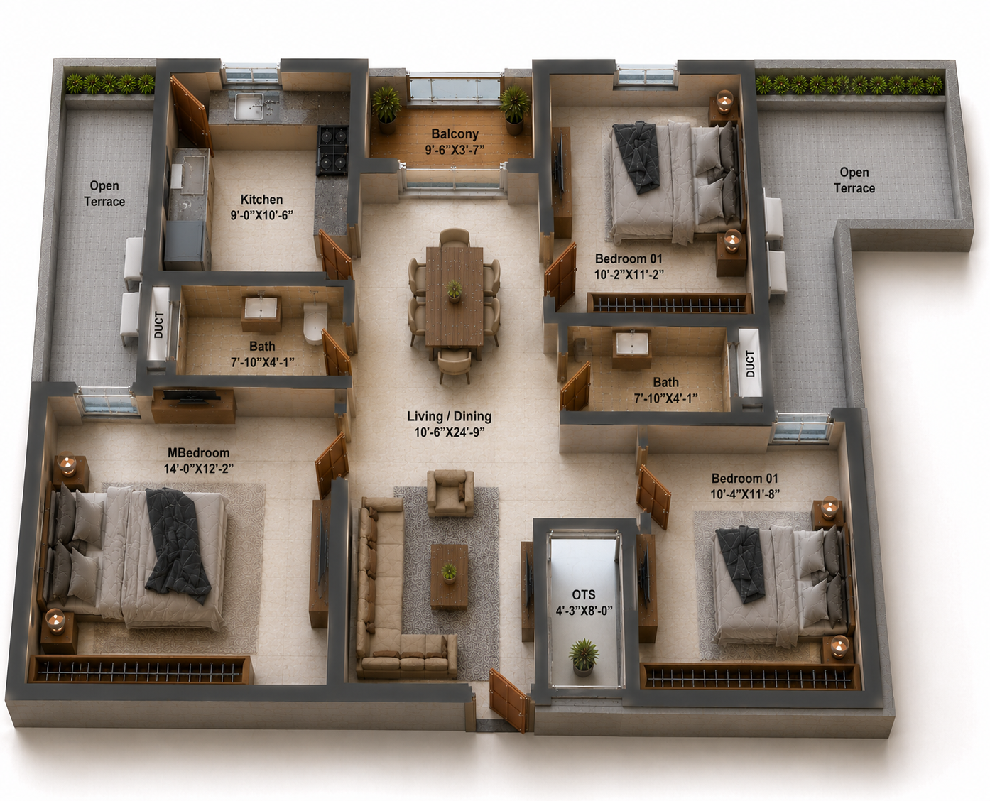 2.5 BHK Apartment Floor Plan – Silversky The One
