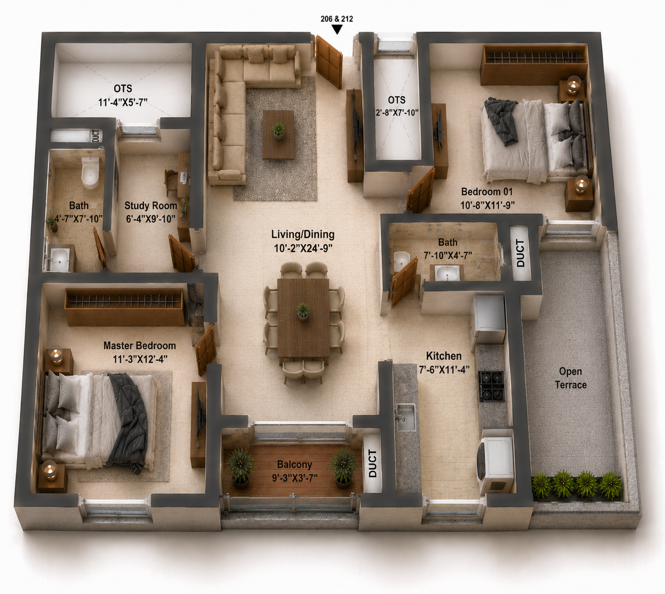 2.5 BHK Apartment Floor Plan – Silversky The One
