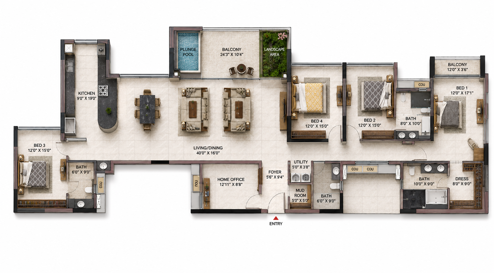 5 BHK Elevated Villa floor plan