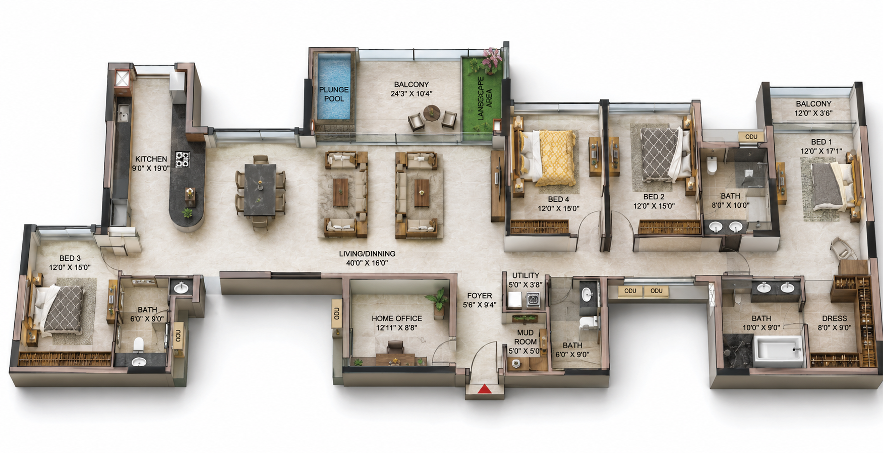 5 BHK Elevated Villa floor plan
