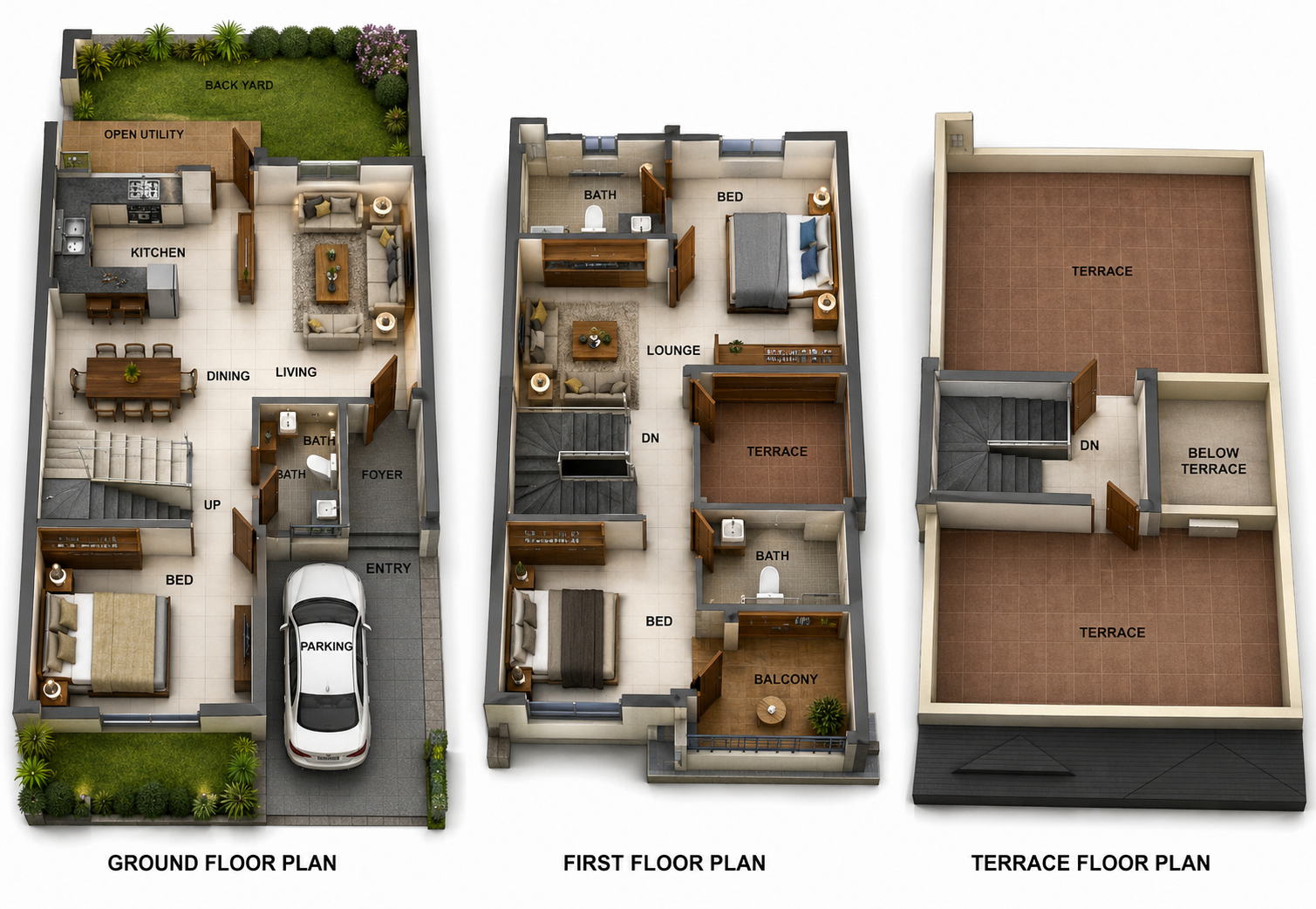 3 BHK Villa floor plan