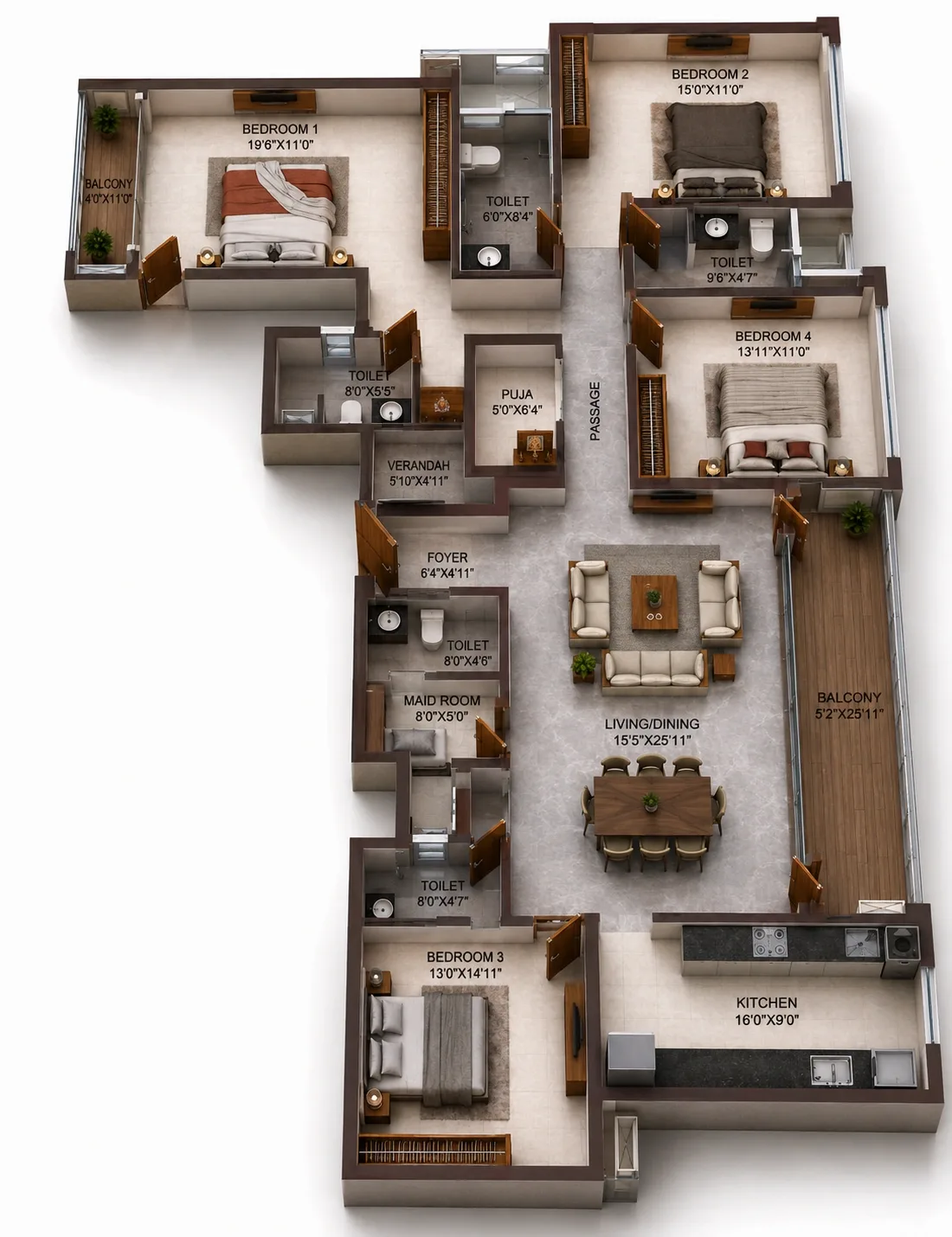 4 BHK Apartment floor plan — Casagrand Vienna
