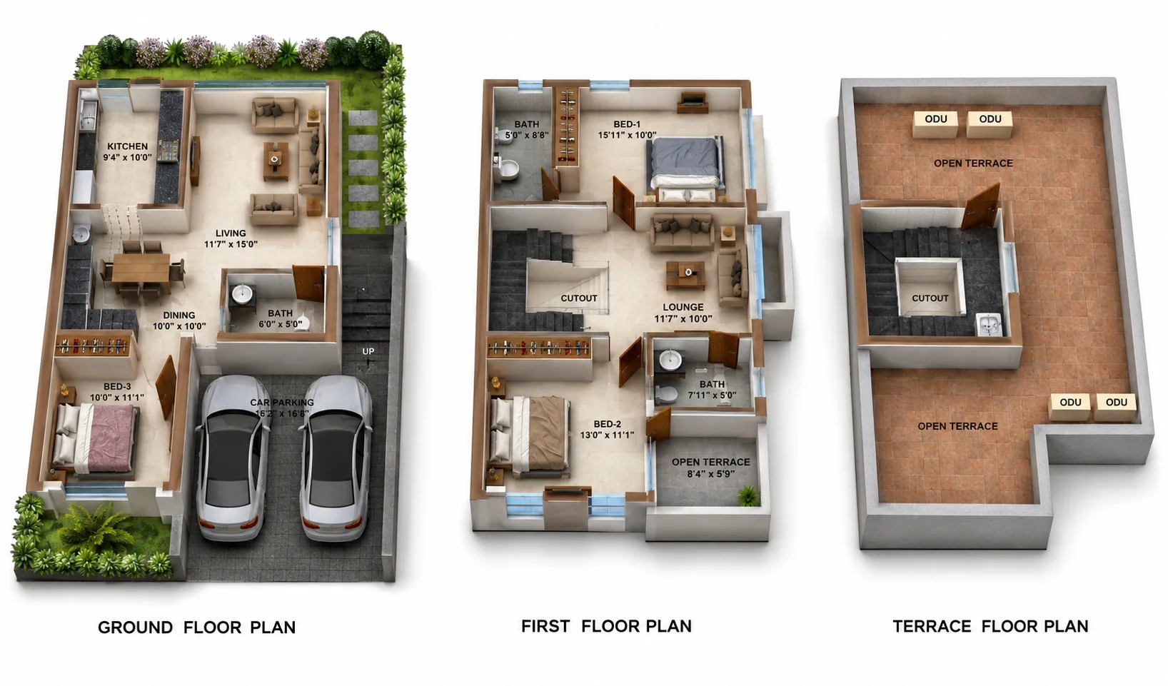 3 BHK Villa floor plan — Felixa Sky Milano