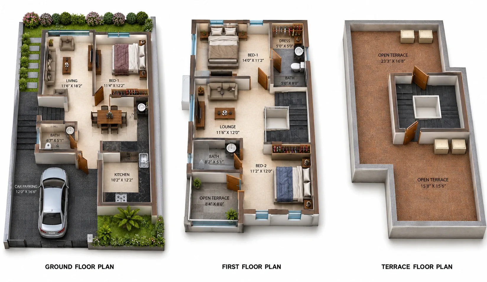 3 BHK Villa floor plan — Felixa Sky Milano