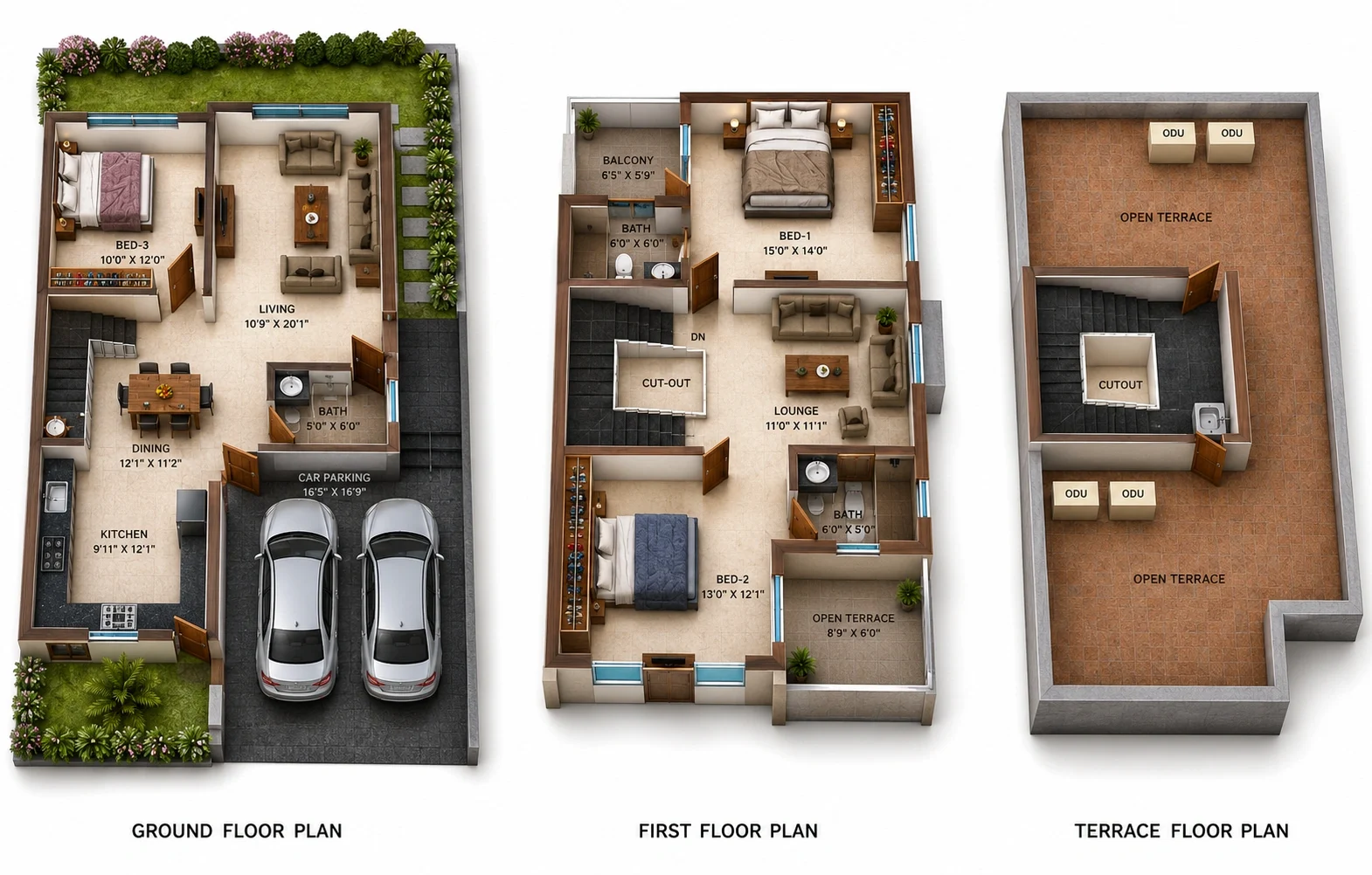 3 BHK Villa floor plan — Felixa Sky Milano