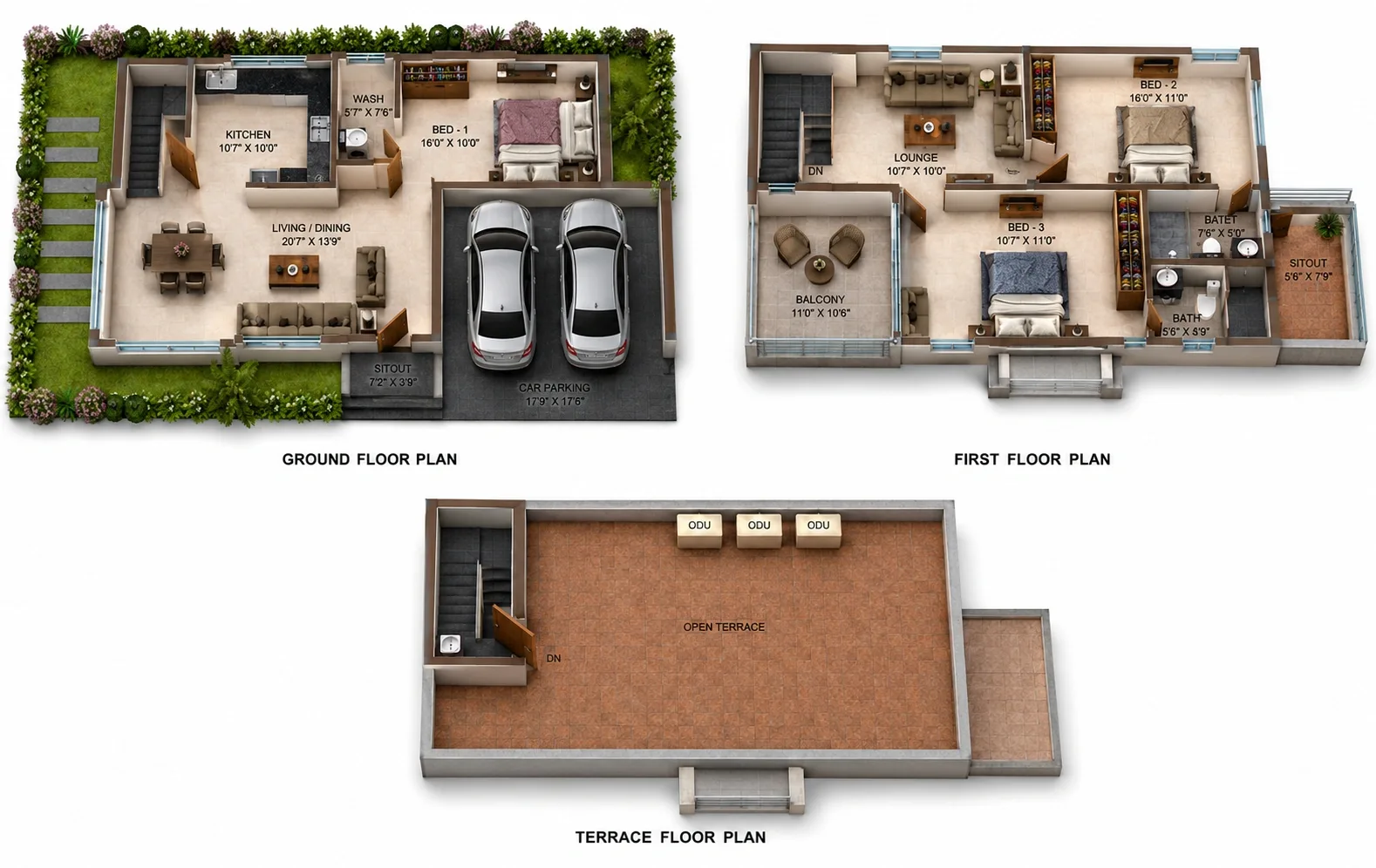 3 BHK Villa floor plan — Felixa Sky Milano