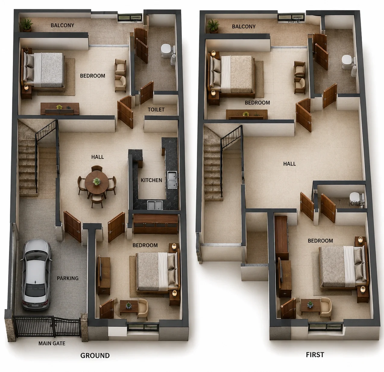 4 BHK Villa floor plan — Shri Janani Groovy Woodz