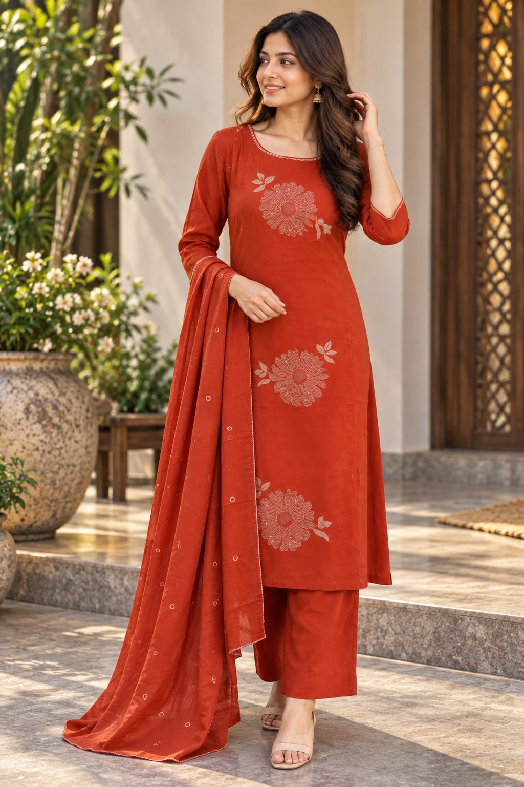 mokshe™ Aira | Orange Kurtha Set