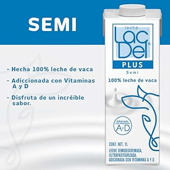 LECHE LACDEL SEMIDESCREMADA PZA 1LT - 1