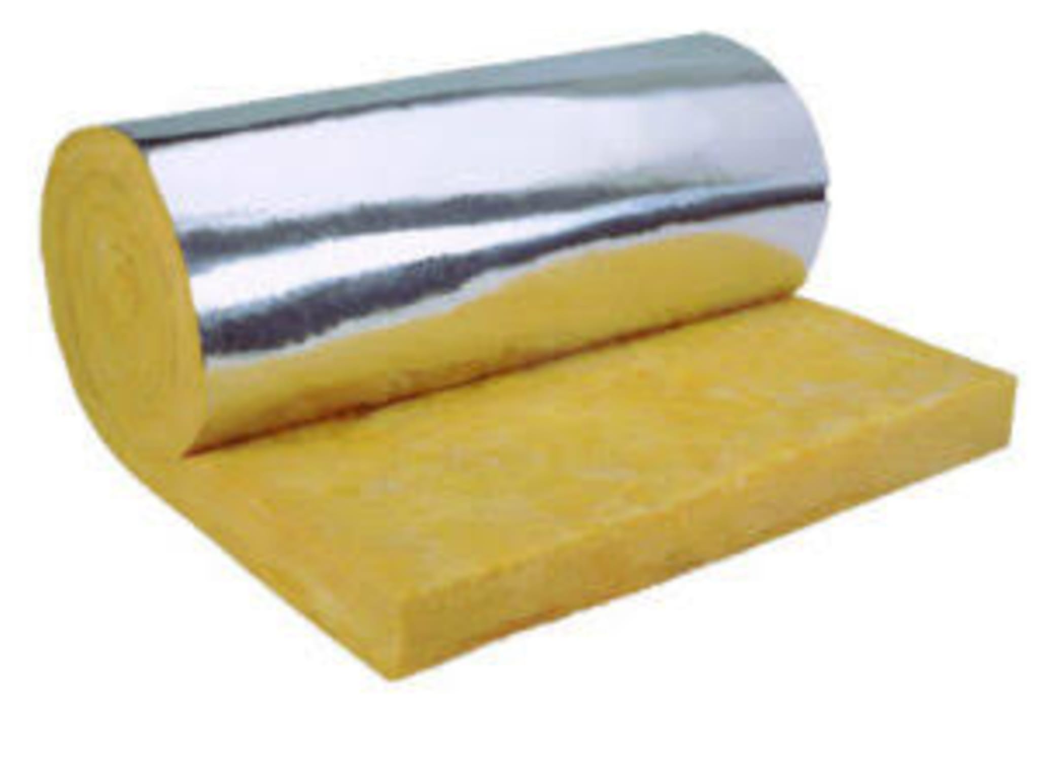 Fiberglass insulation roll with foil facing material