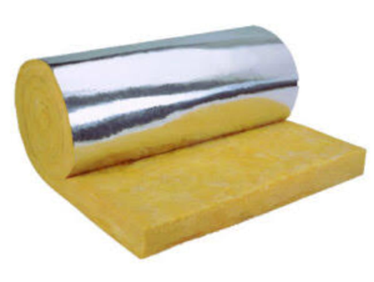 Fiberglass insulation roll with foil facing material