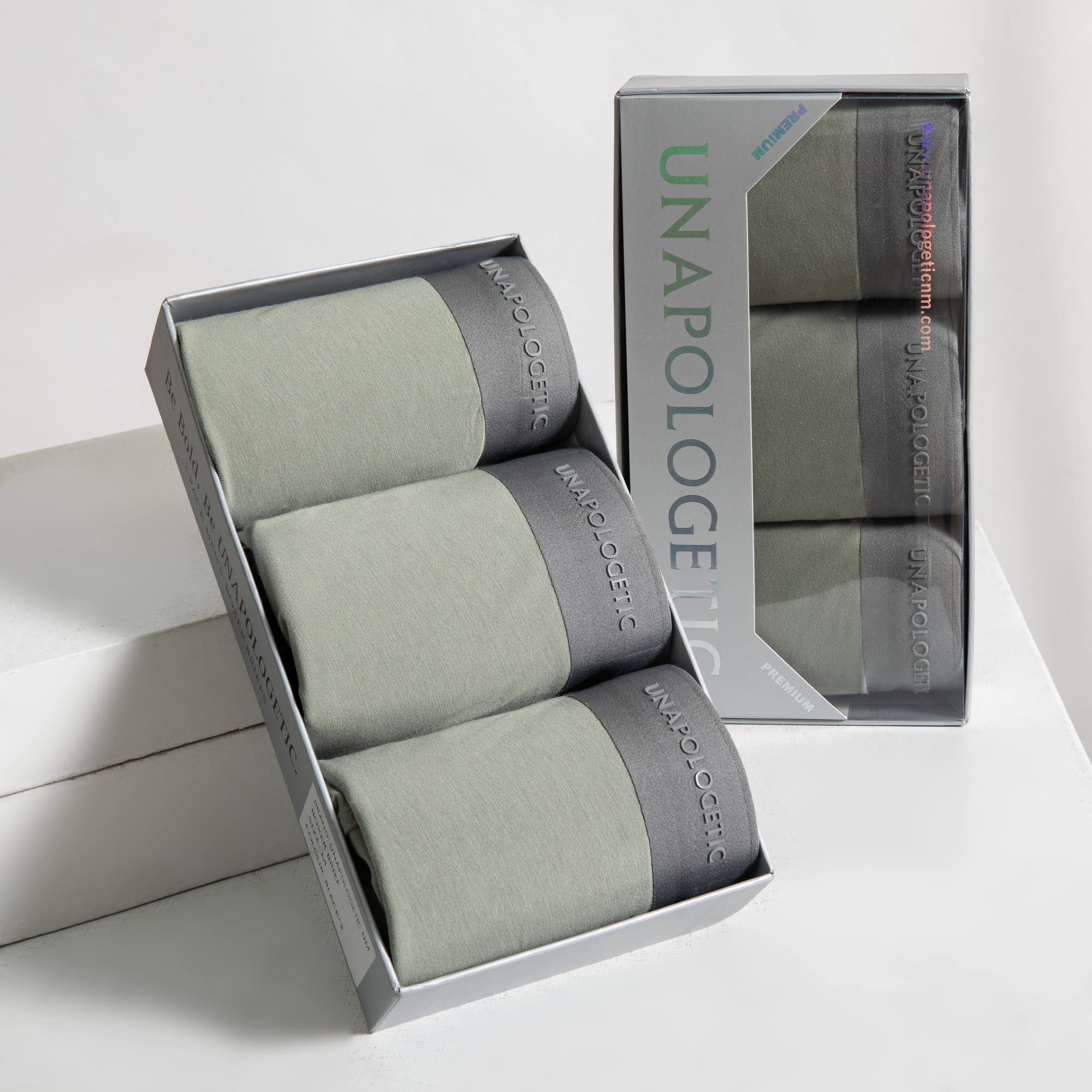 Premium Cotton Boxer Brief 3-Pack (Khaki Green)