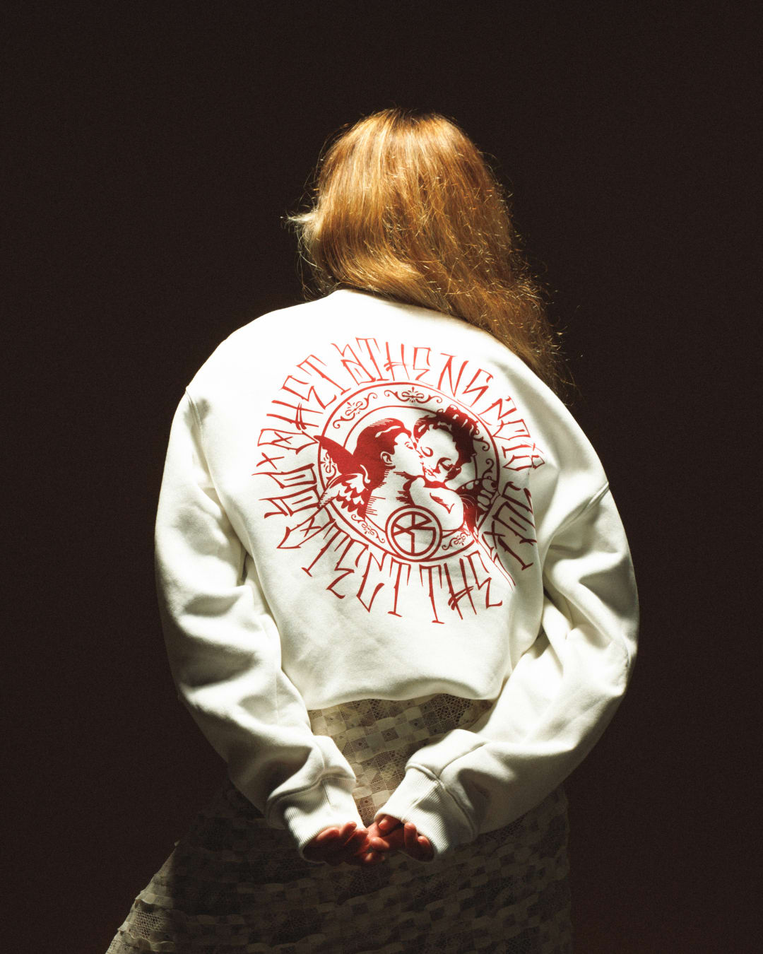 Sweatshirt Cream White Angels Hoodie. E