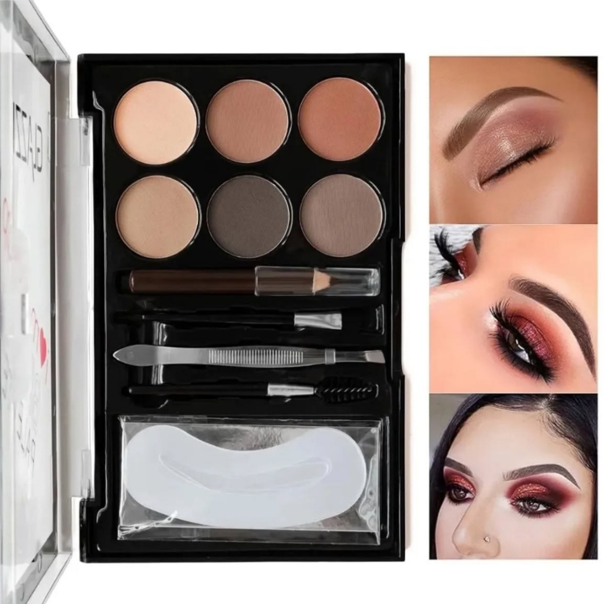 Complete 6-Color Eyebrow Powder Palette - Professional Brow Shaping Kit with Tools