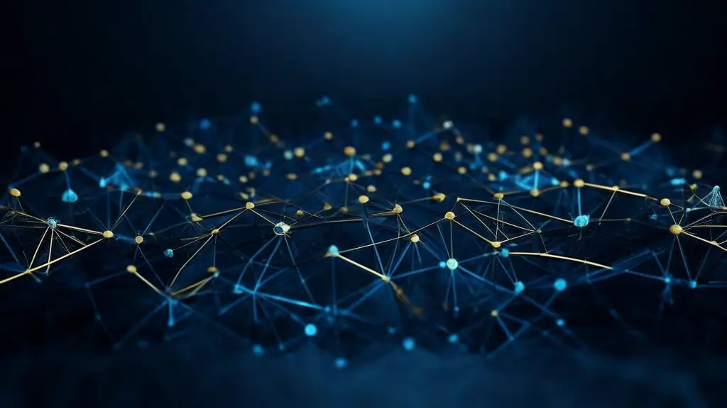 Abstract visualization of a technology network with interconnected nodes, symbolizing the strategic nexus approach of the Portugal IP Box regime.