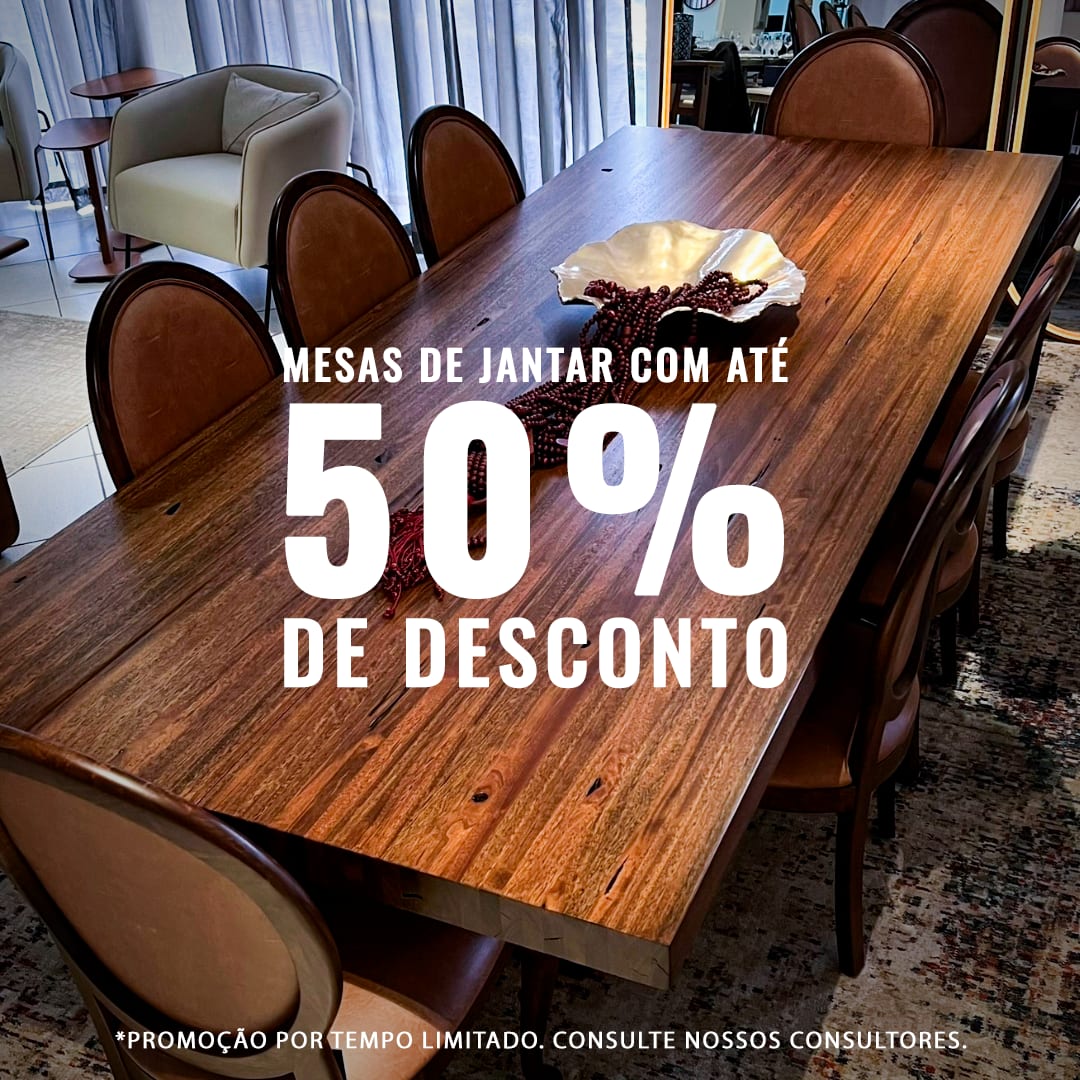 Mesas de jantar com até 50% de desconto
