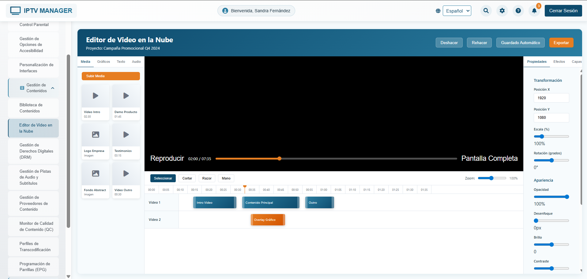 Sistema de Gestión IPTV Manager - Panel Administrativo Premium
